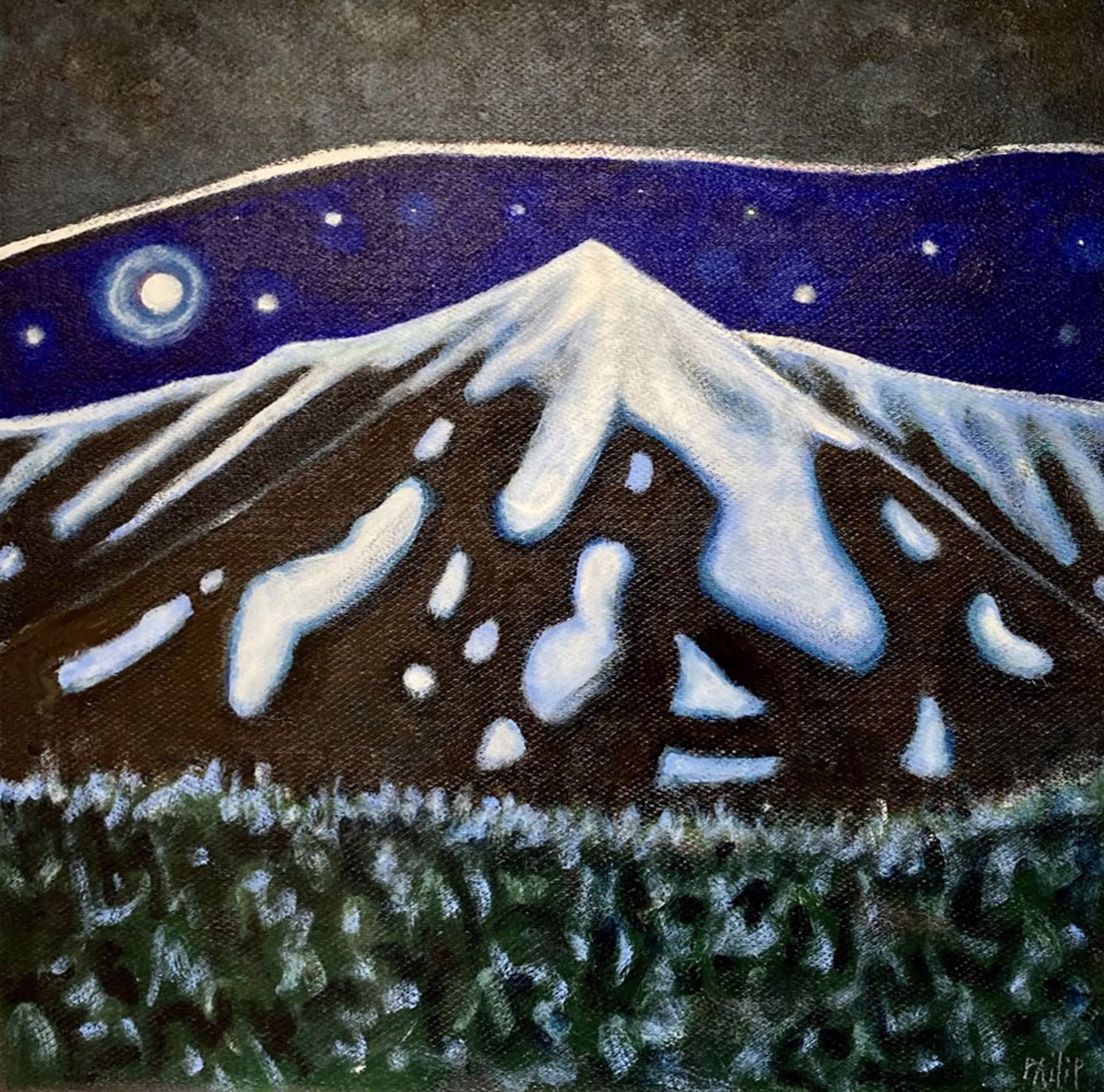 Winter Moon (Mt. Katahdin) by Philip Barter