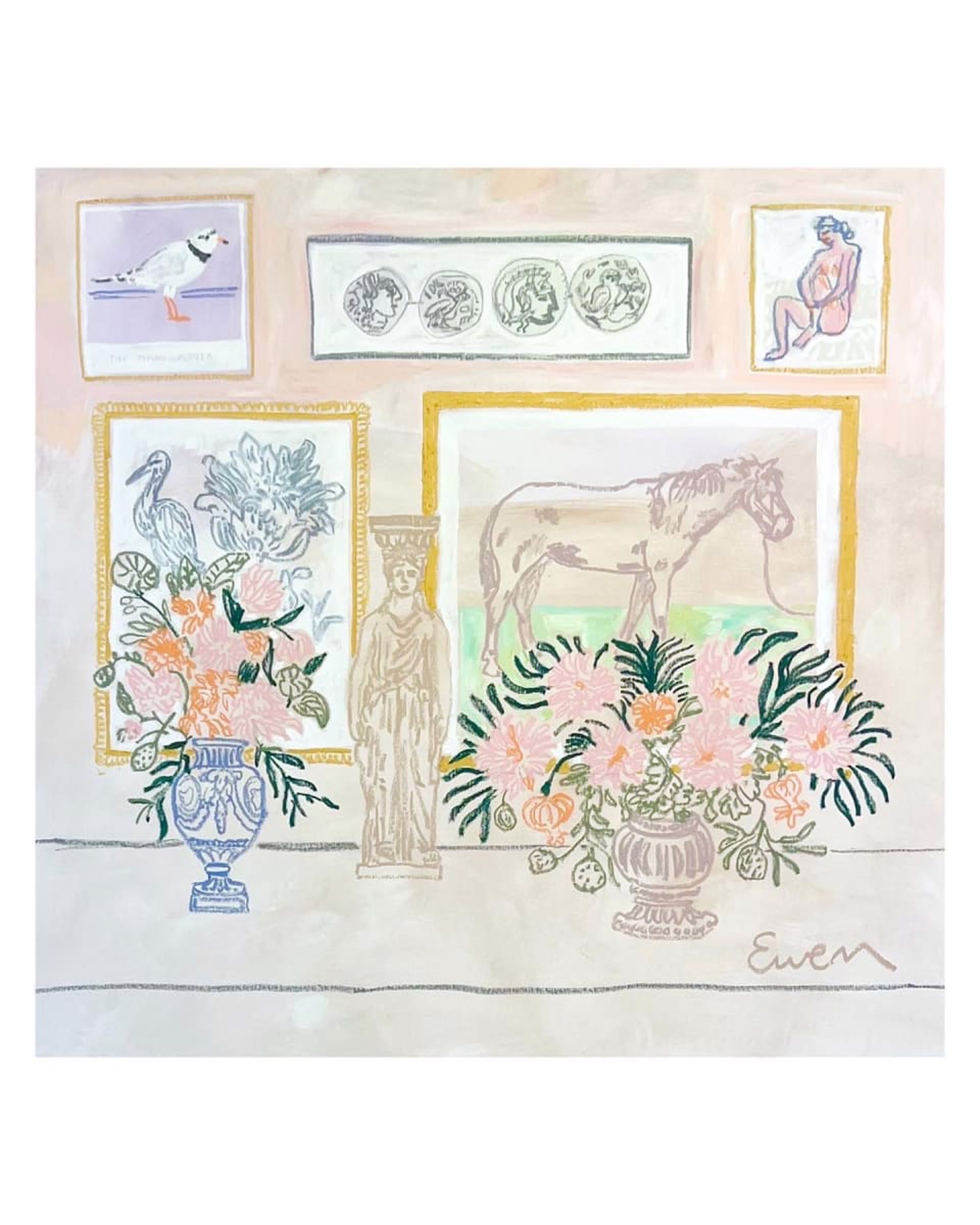 Gallery Wall with Caryatid by Anne-Louise Ewen