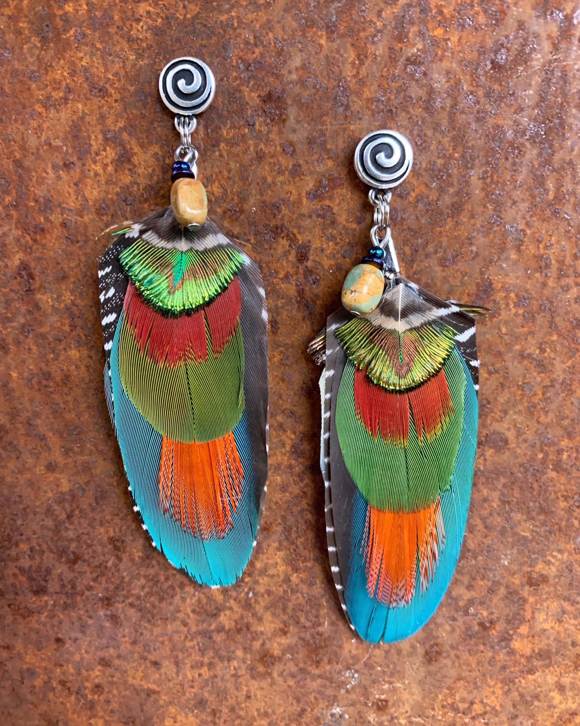 K810 Ethically Sourced Parrot Earrings by Kelly Ormsby
