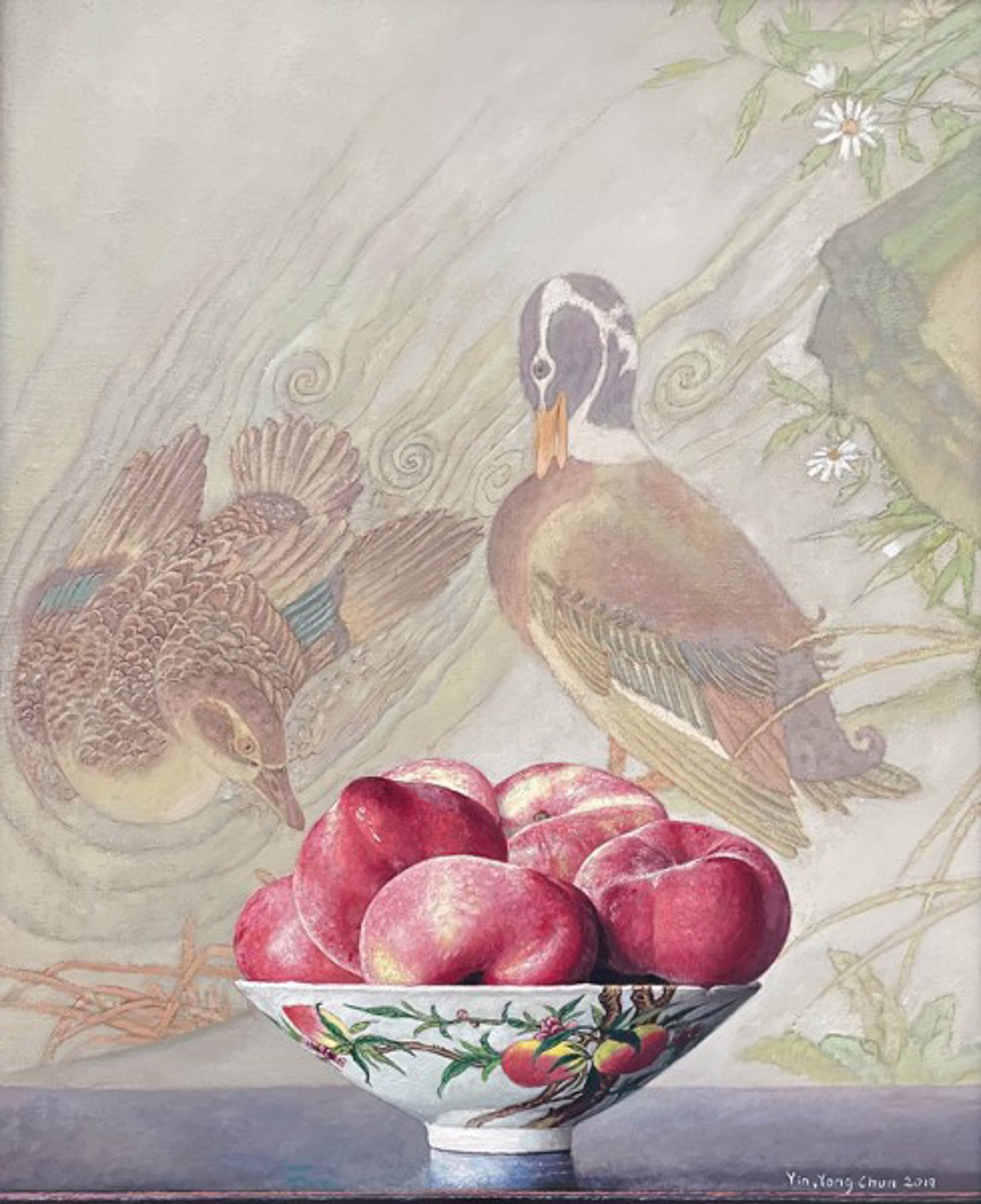 A Pair of Ducks with Sweet Peaches by Yin Yong Chun