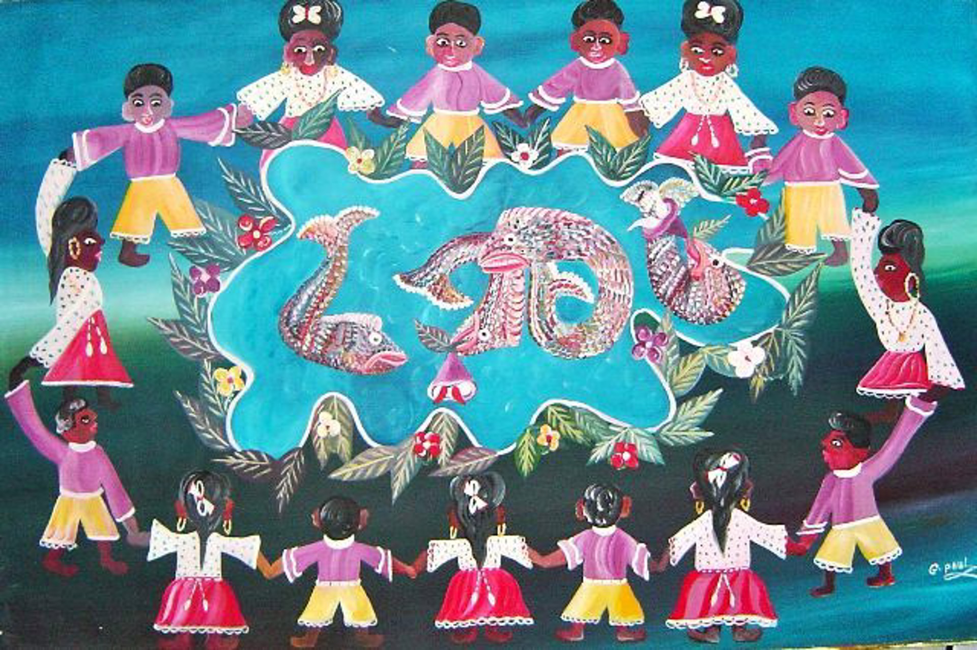 The Dance/Fishes#1-2-95MFN by Gerard Paul (Haitian, b.1943)