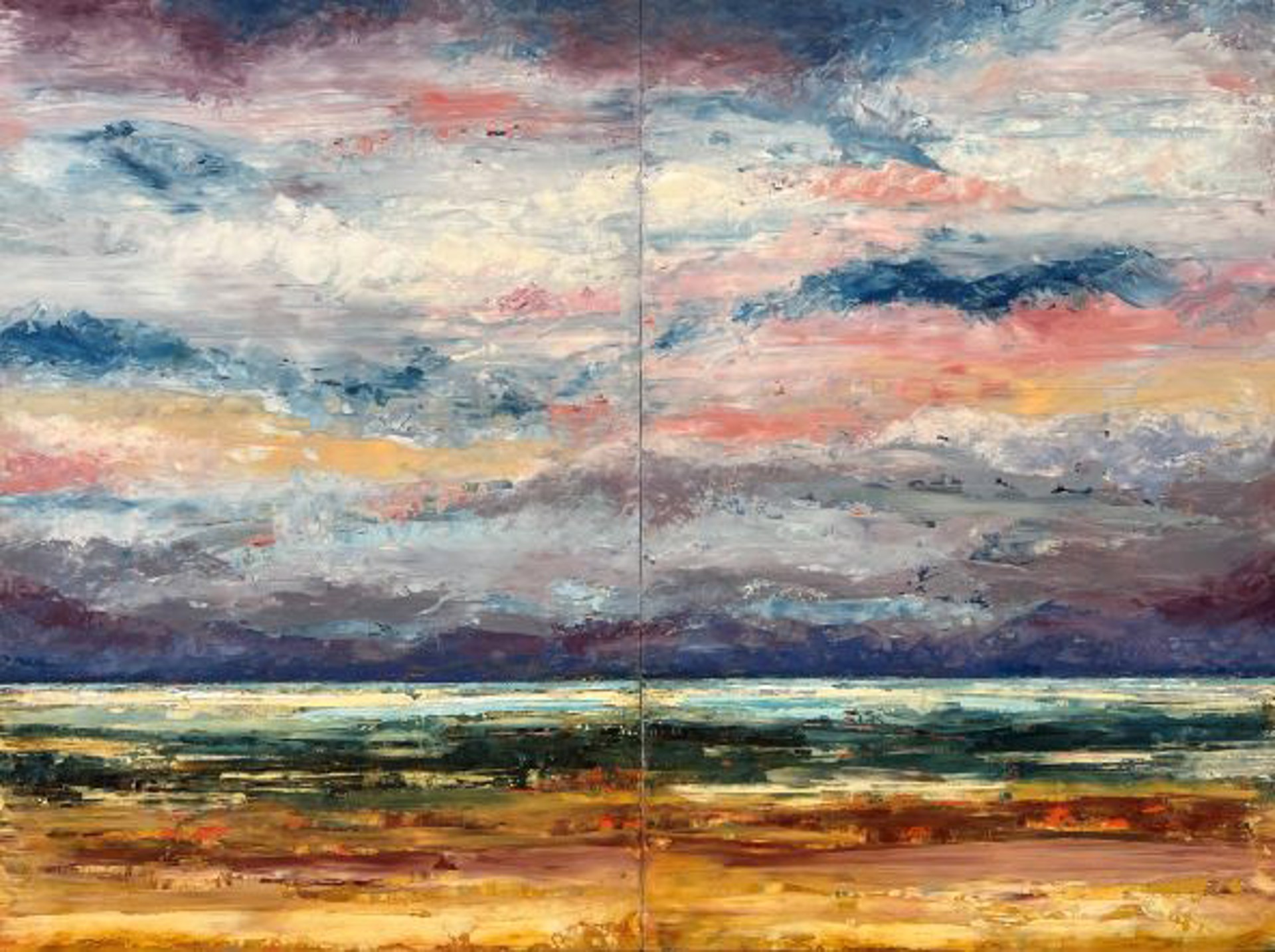 The Horizon a Silver - diptych by Stephanie Thwaites