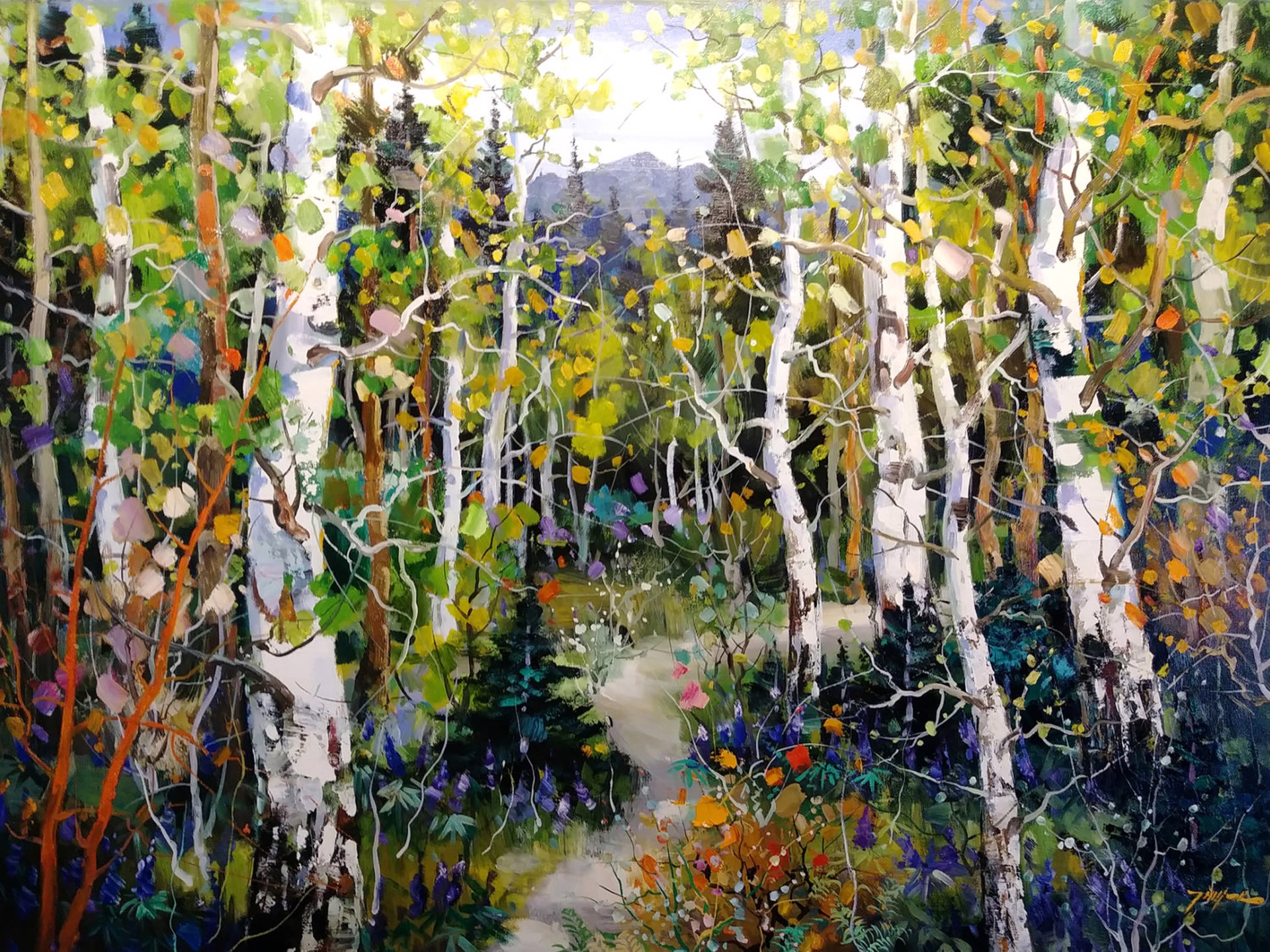 Serene Birch Forrest by Tinyan Chan