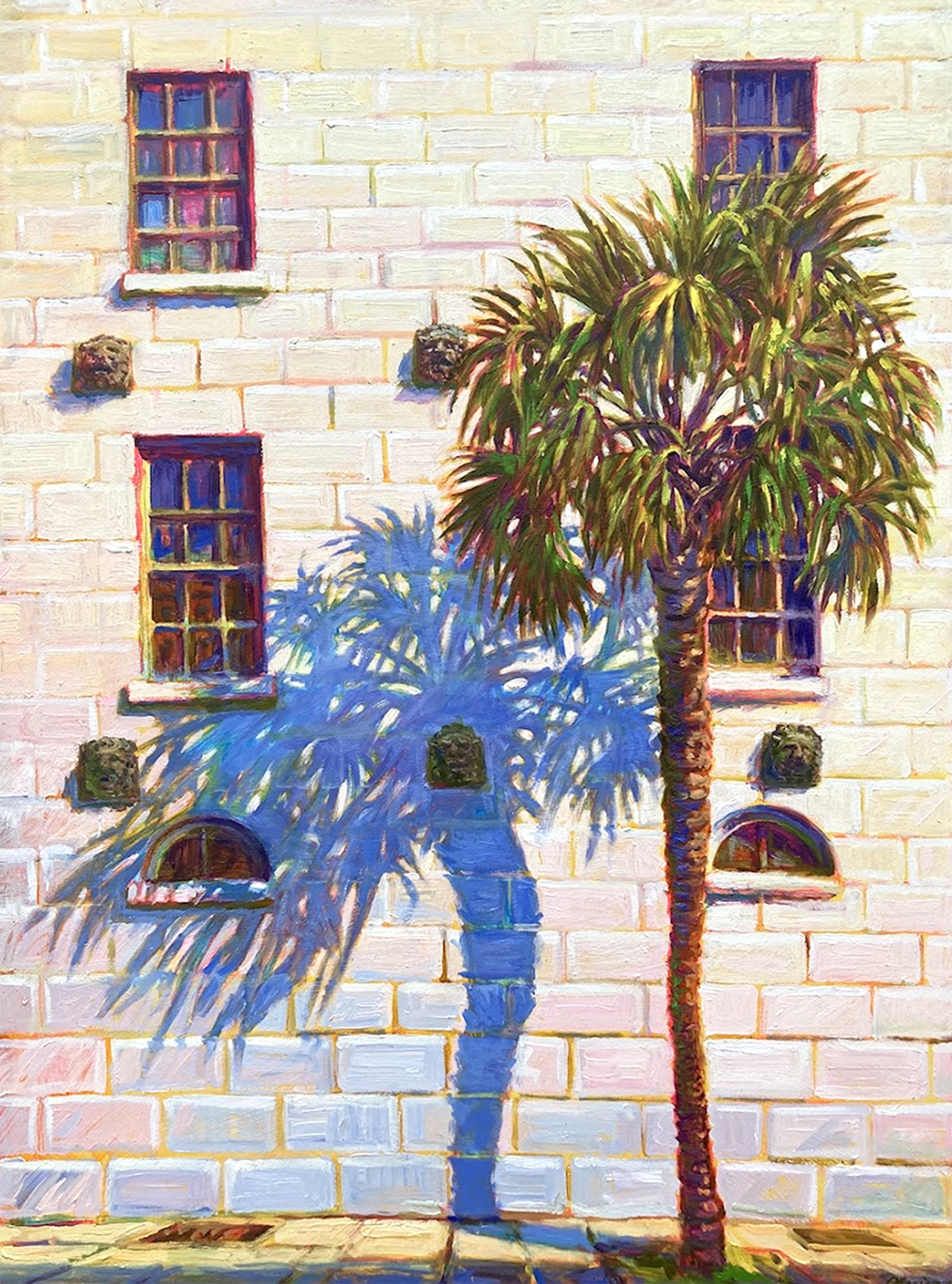 "Dancing Palm on Hasell Street" original oil painting by Olessia Maximenko