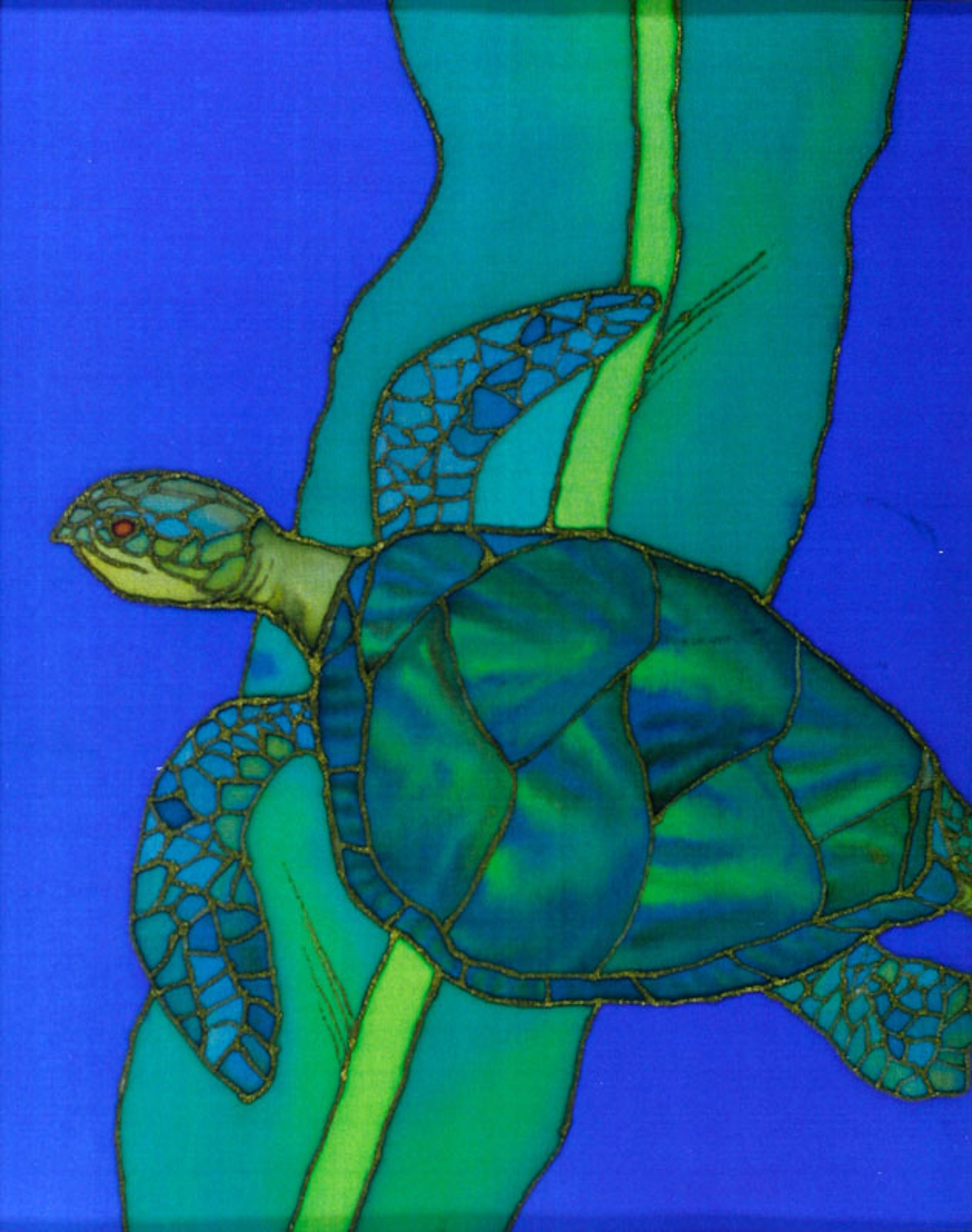 Turtle on Blue by Karen Thrasher