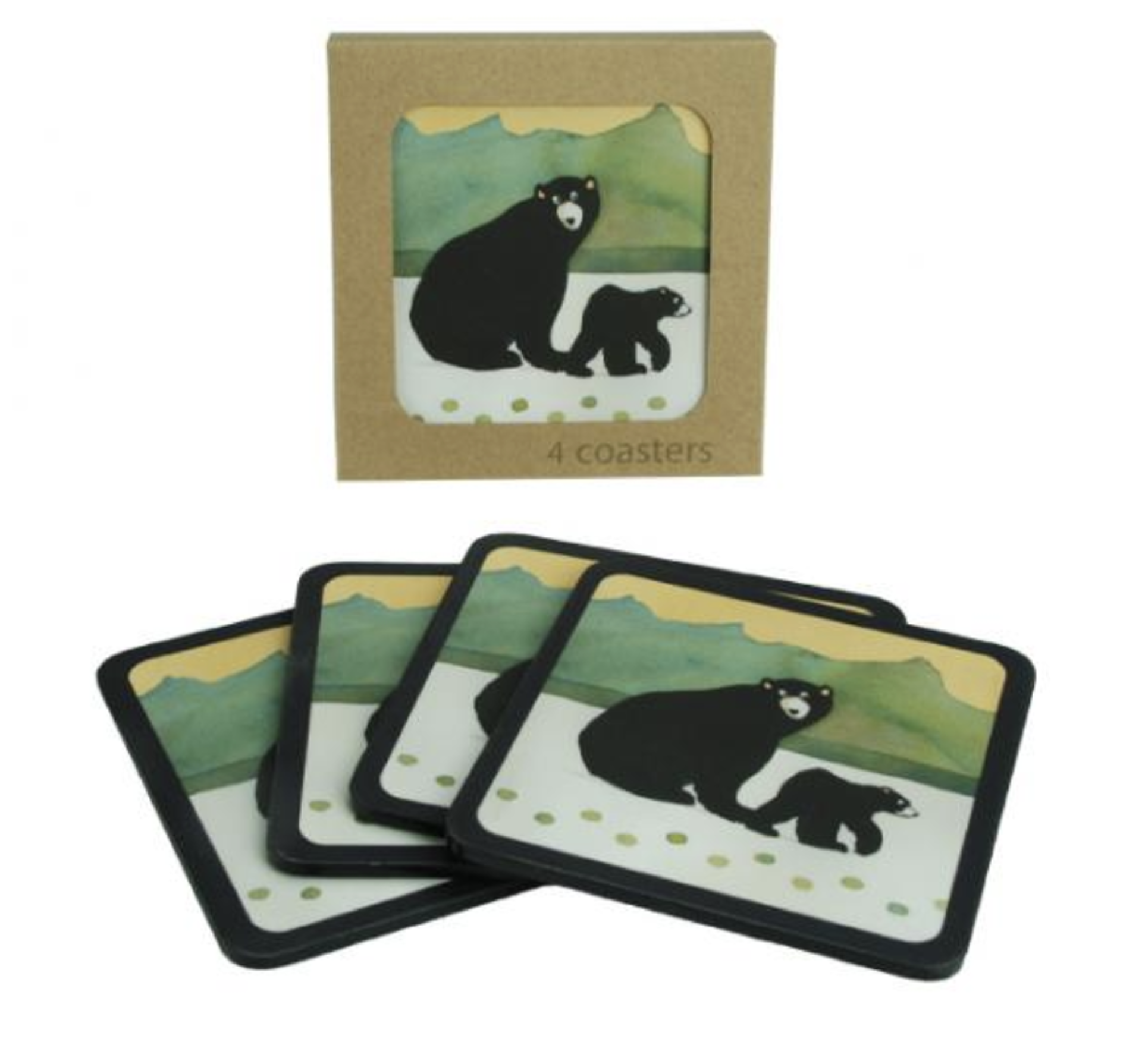 Black Bear Laminate Coaster Set