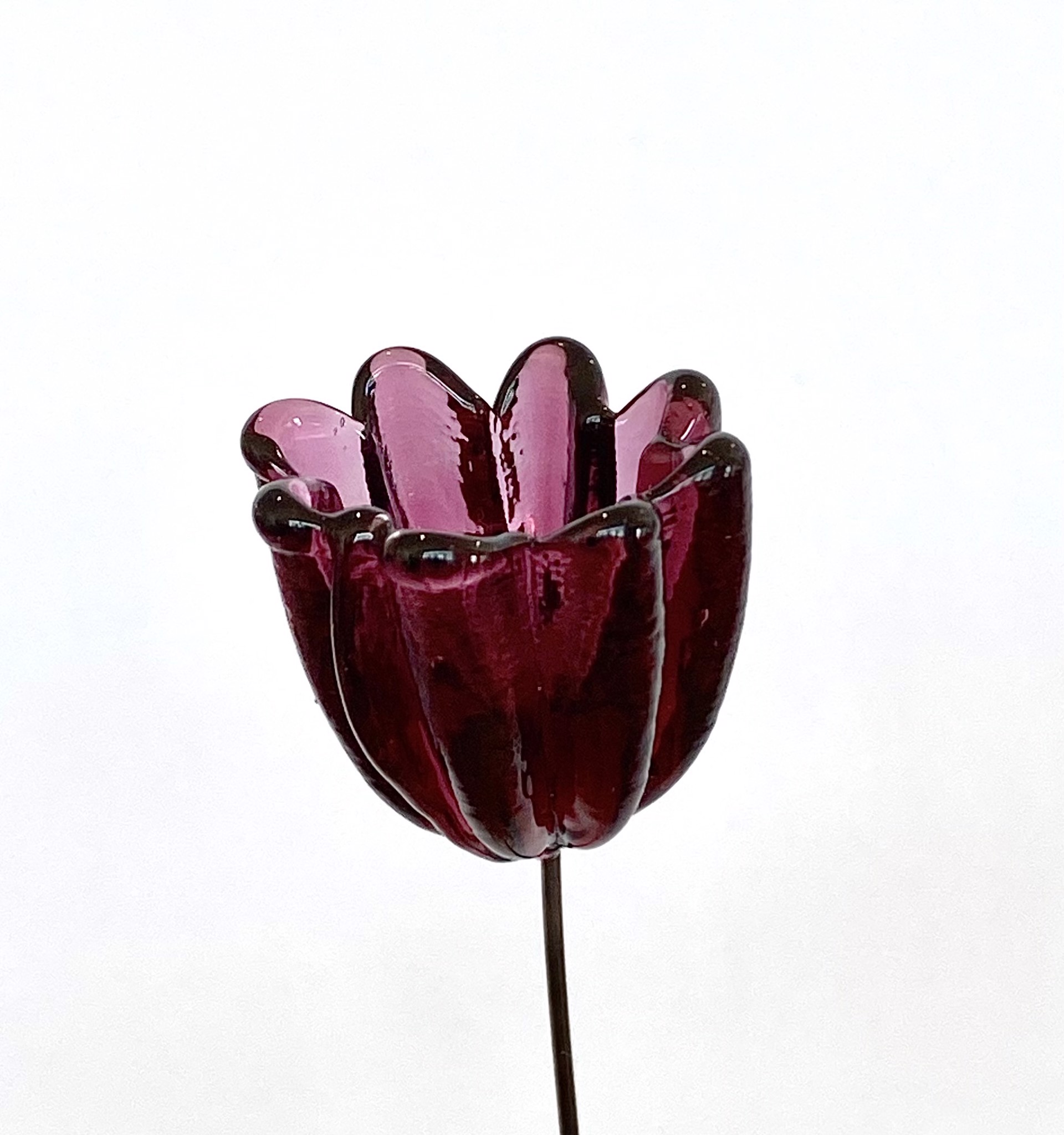 Glass Crimson Bud Flower by Emelie Hebert