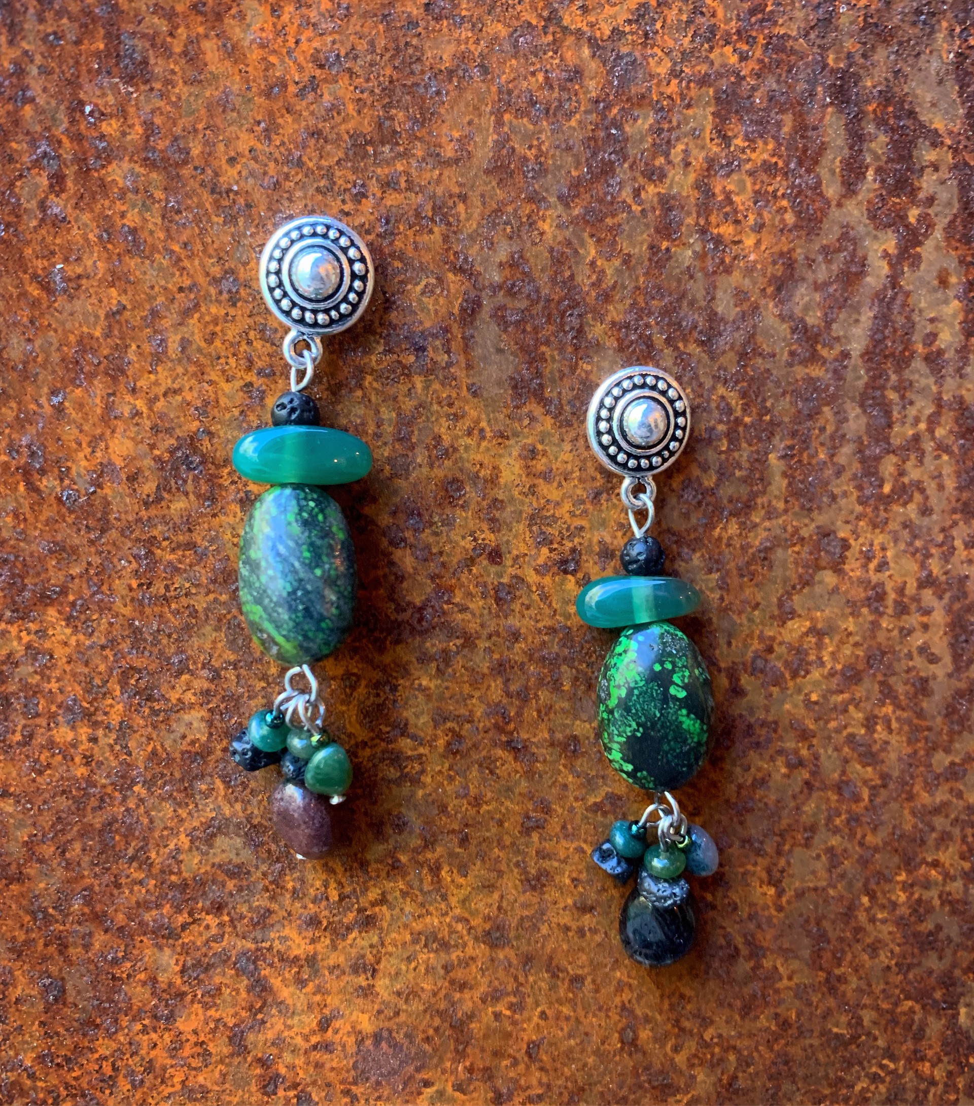 K641 Green Turquoise Earrings. by Kelly Ormsby