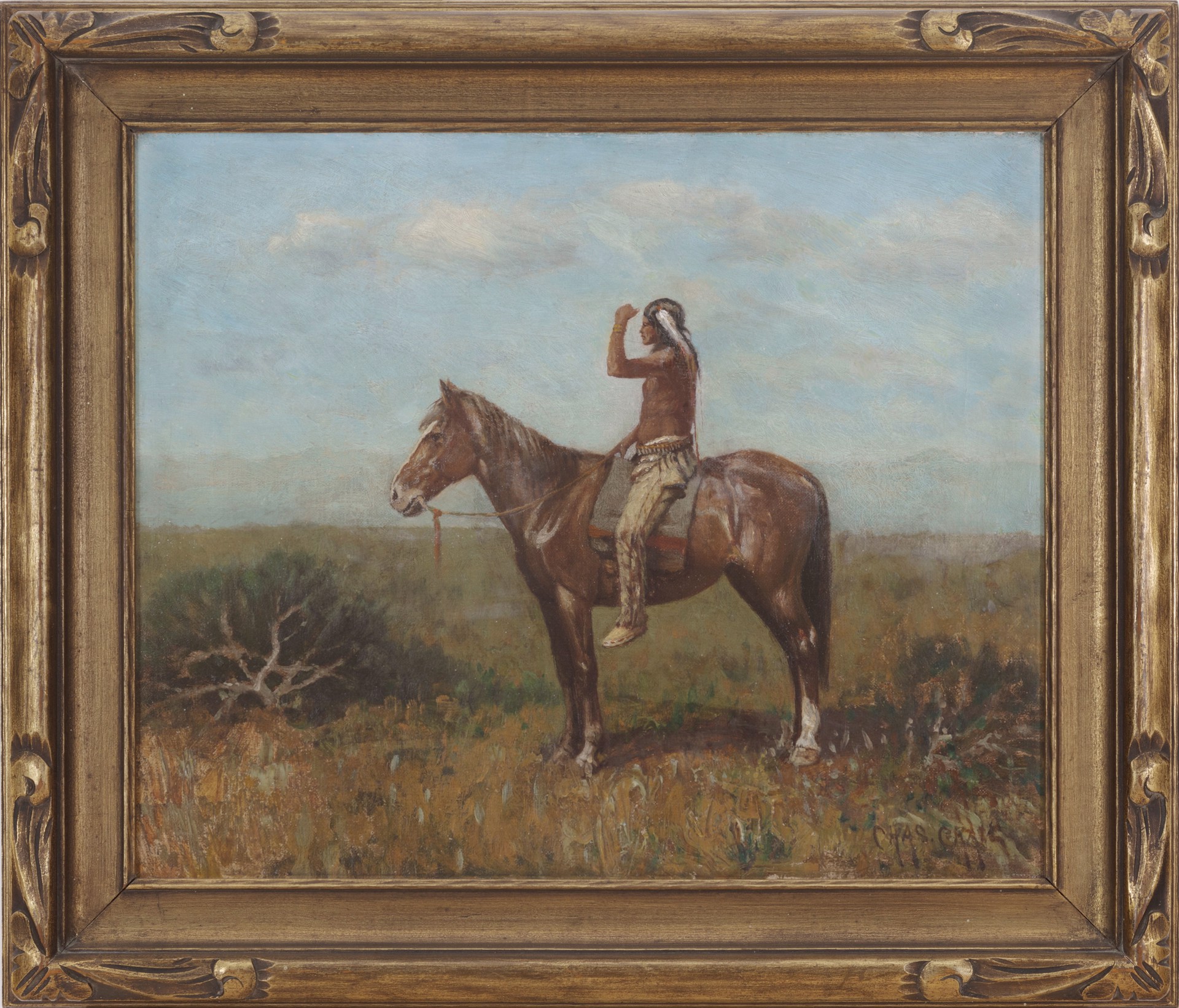 Native American on Horseback (To be sold as pair with 11060g-Cowboy on Horseback) by Charles Craig