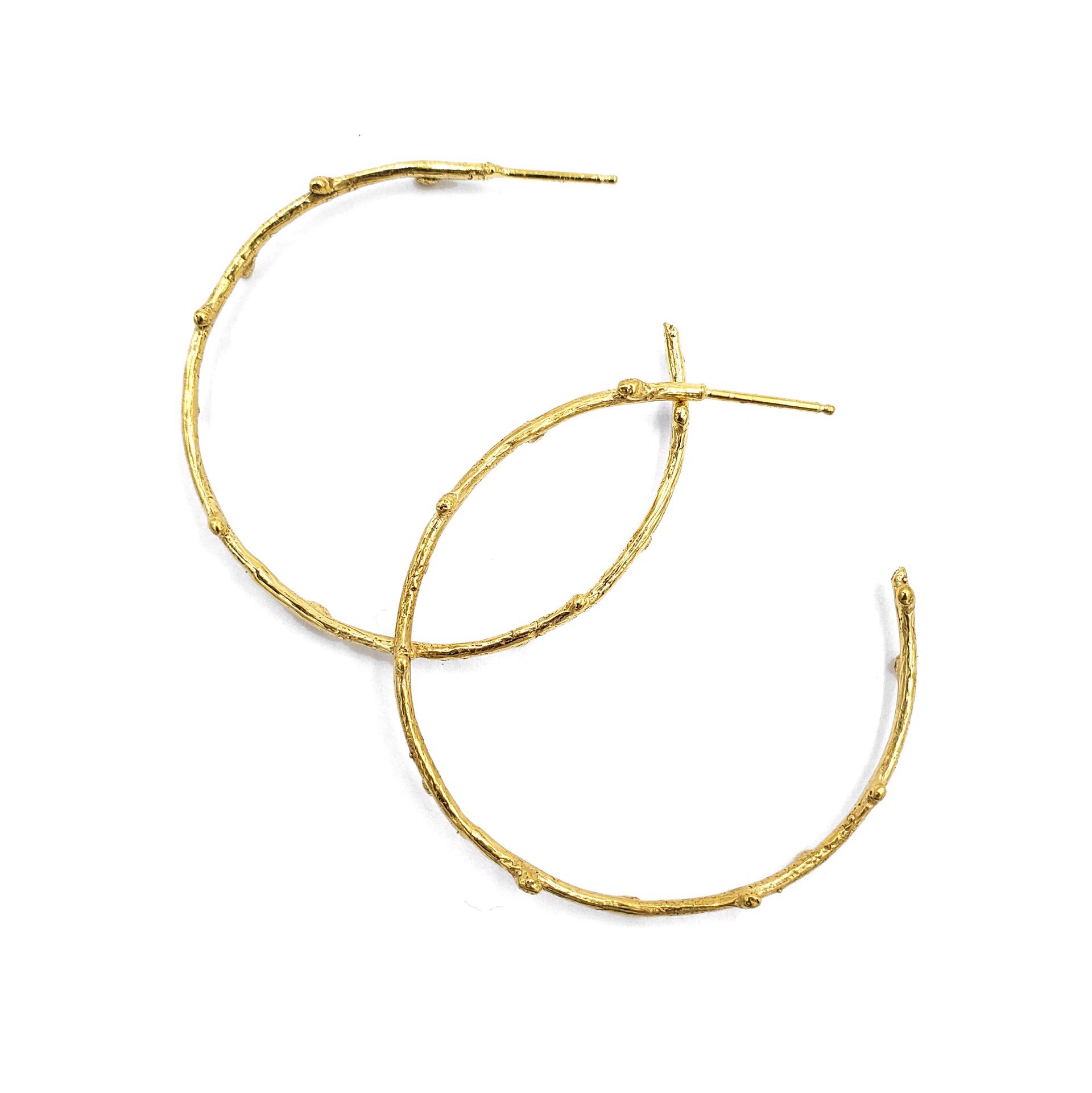 Medium Gold Twig Hoops (Gold) by Anna Johnson
