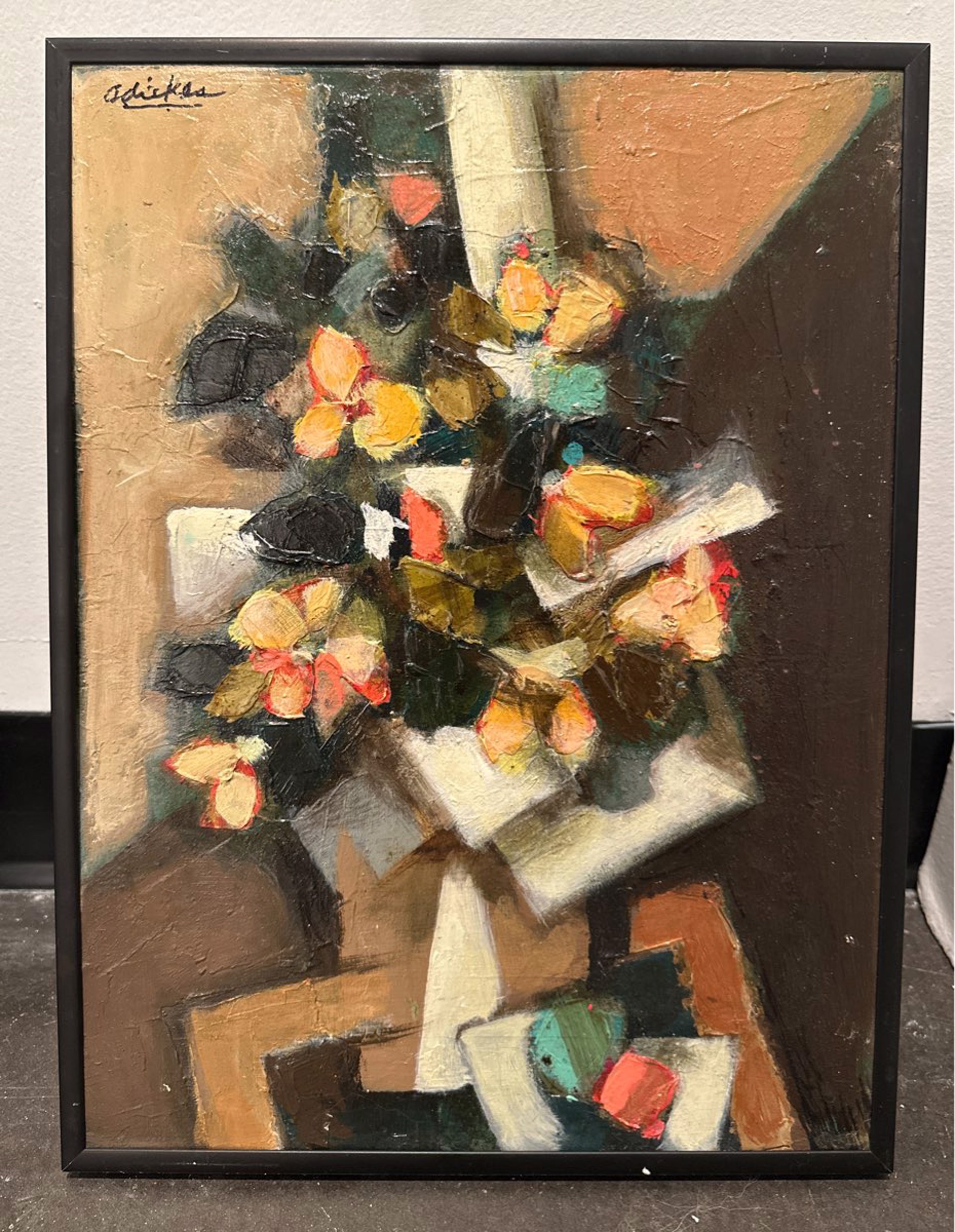 Cubist Bouquet Against Tan/Brown by David Adickes