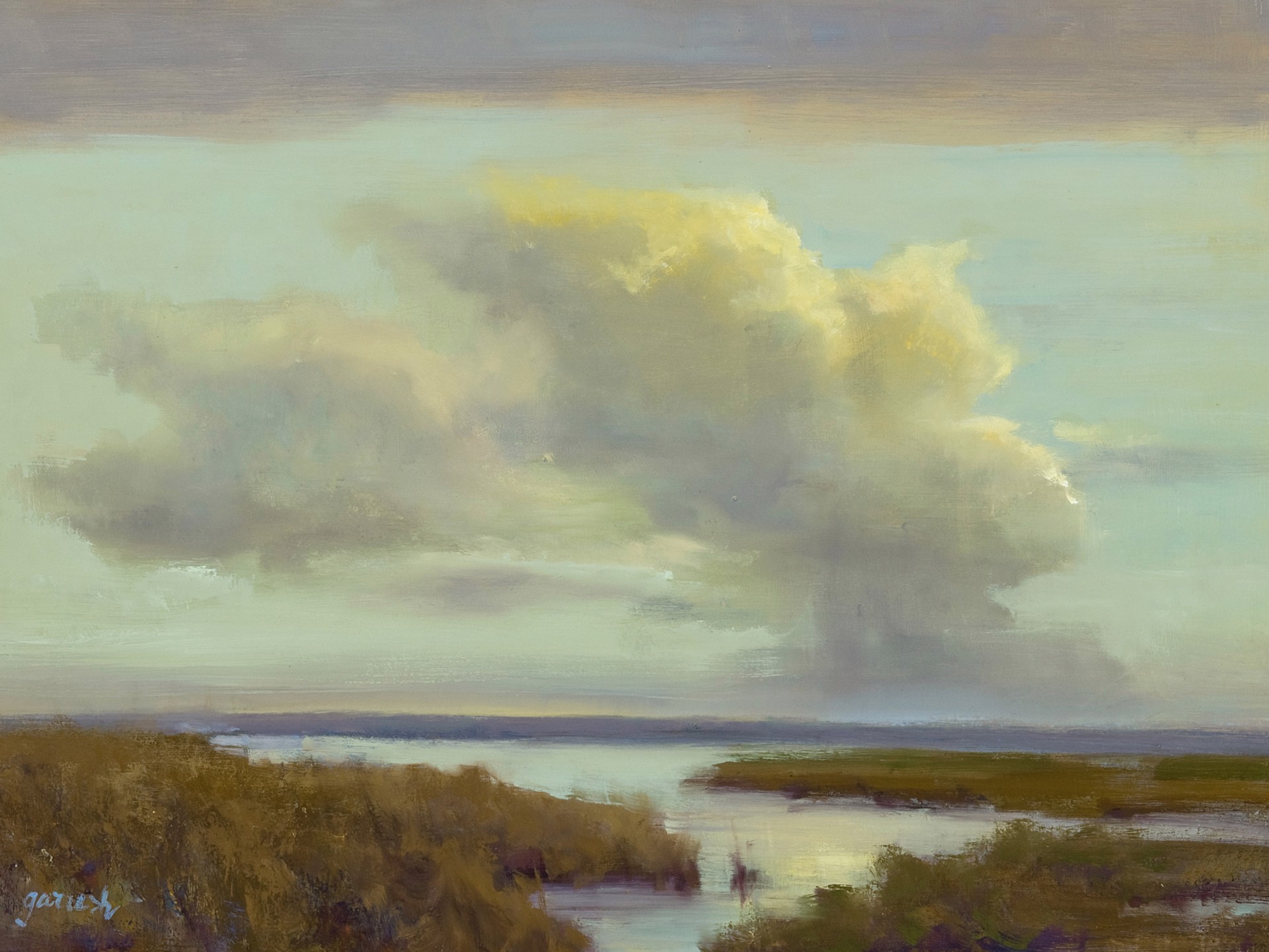 "Distant Rain" original oil painting by Mary Garrish