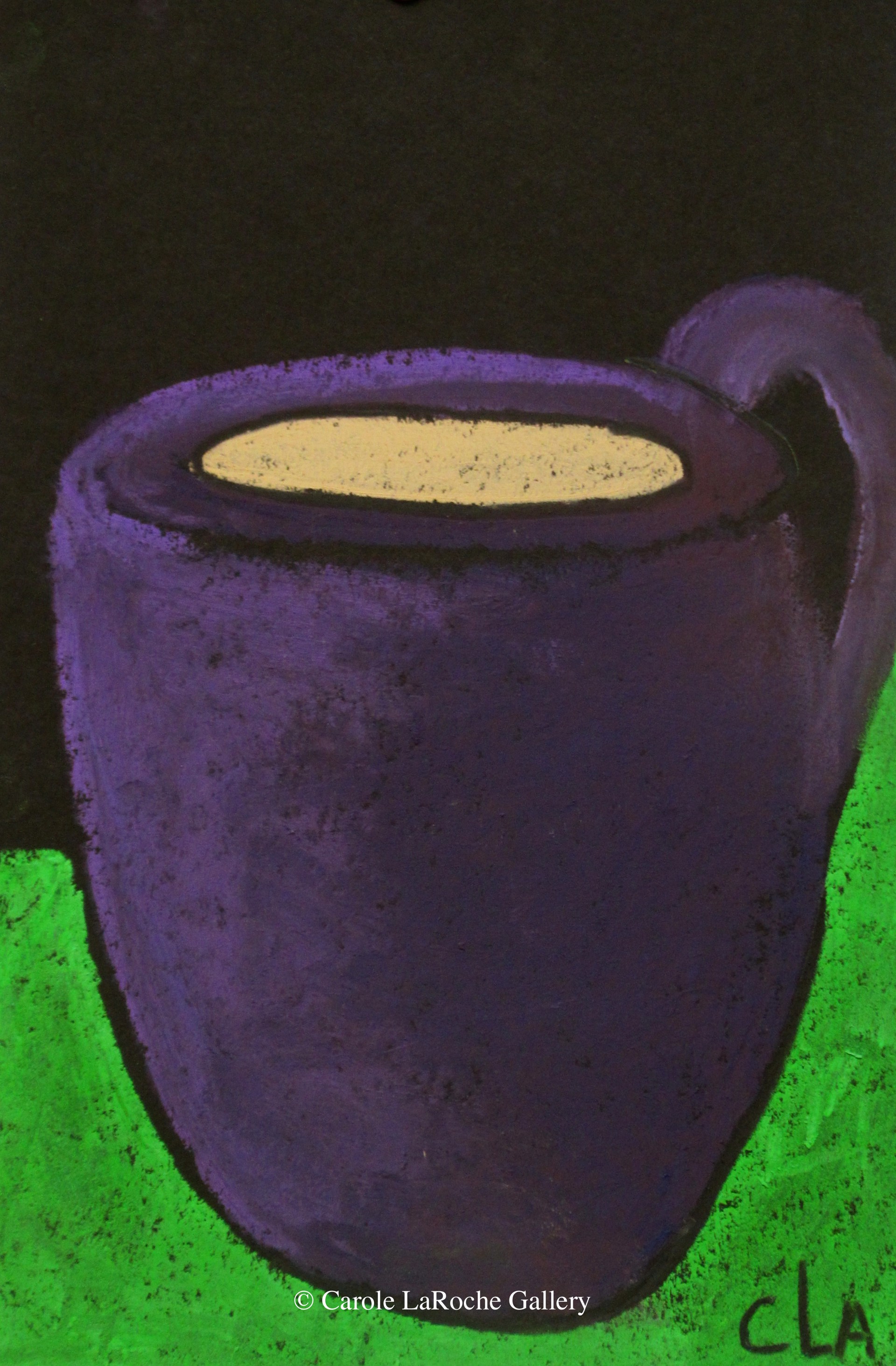 PURPLE MUG on GREEN TABLE by Carole LaRoche