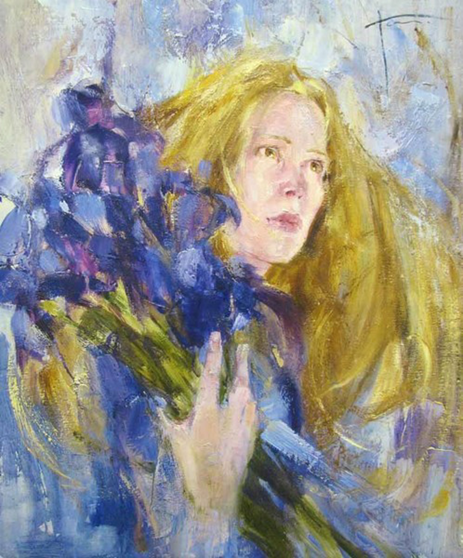 Sasha with Purple Irises by Yana Golubyatnikova