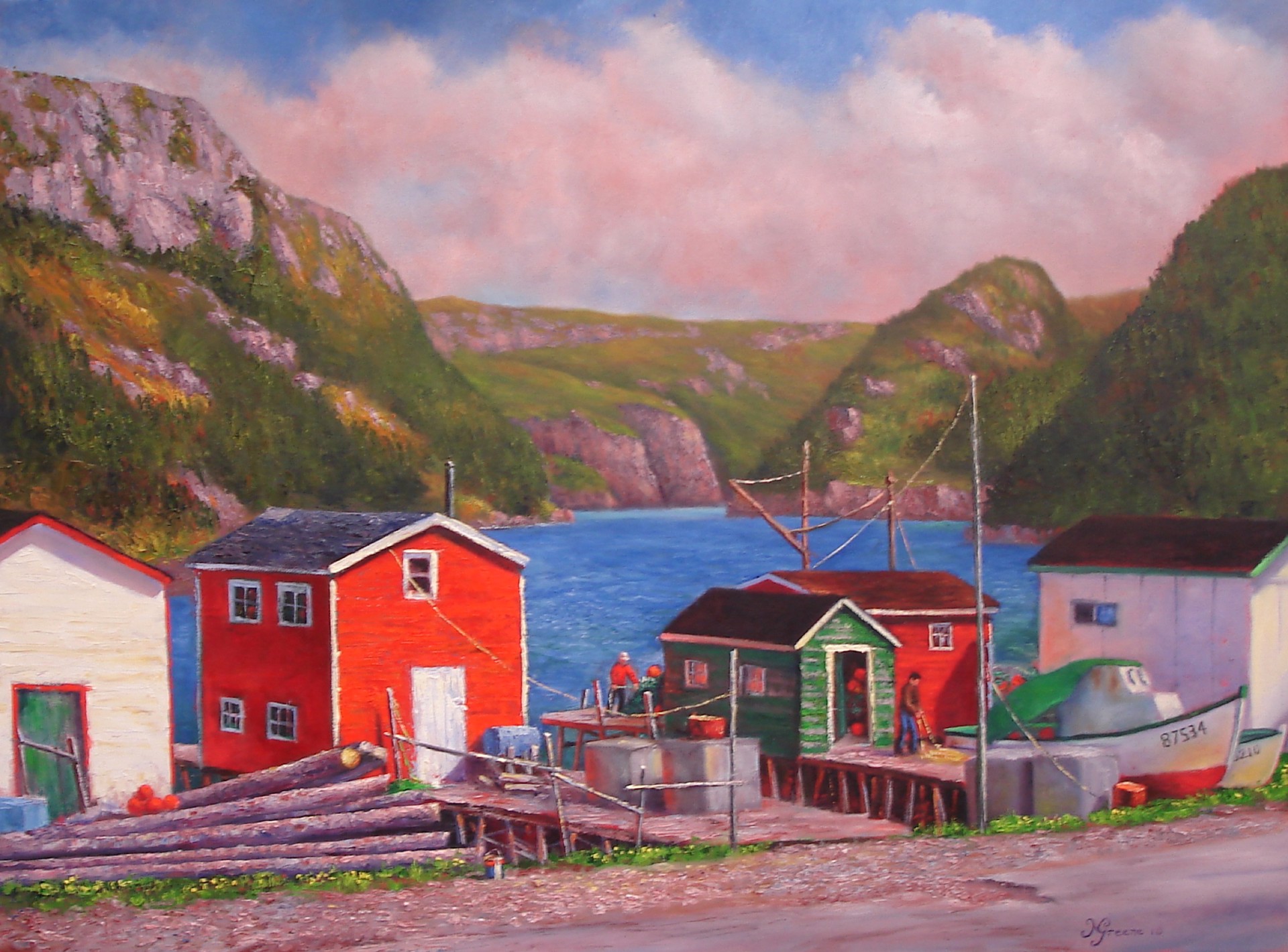 Fresh Red Paint Harbour Le Cou by Michael Greene