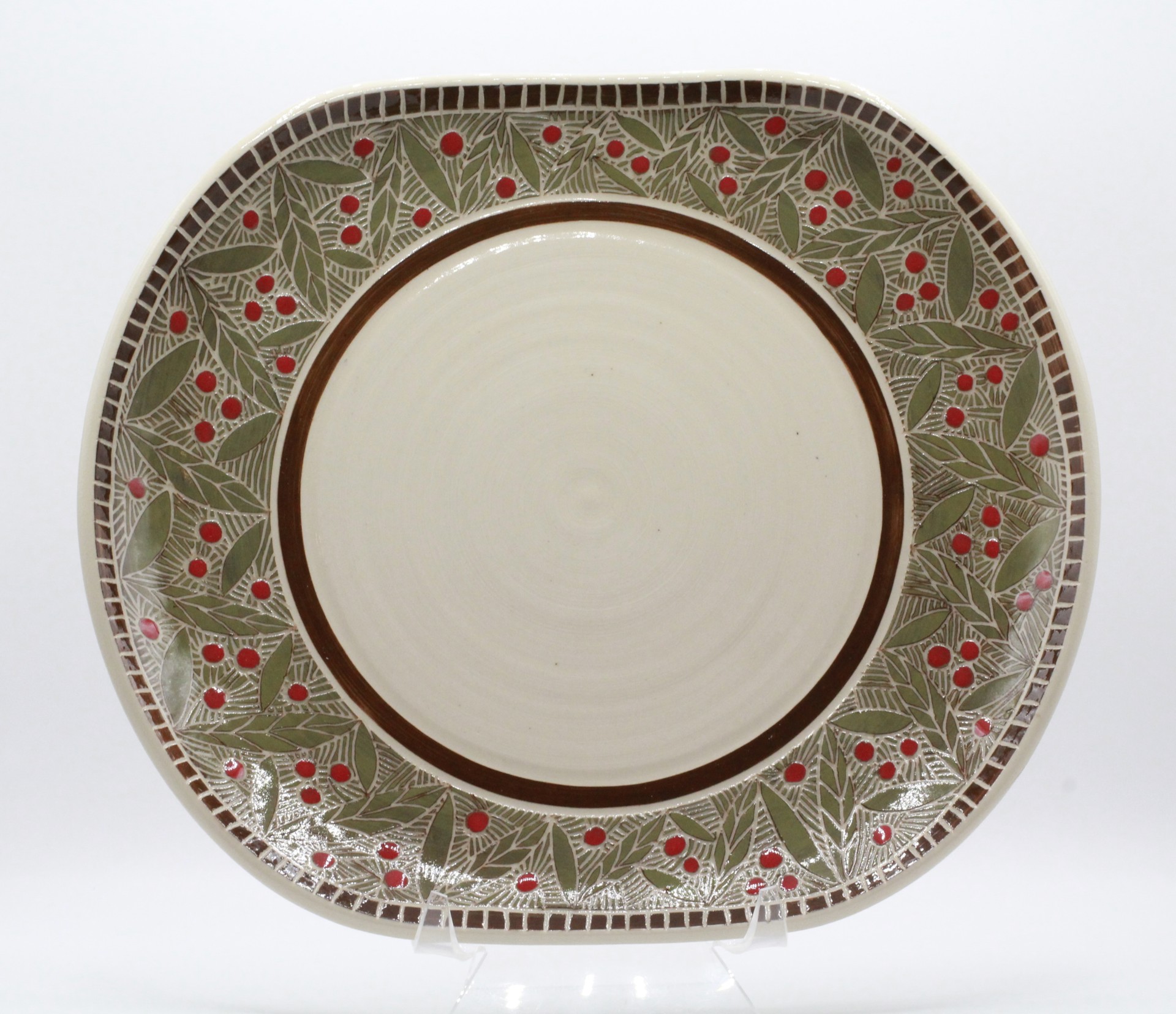 Leaves and Berries Large Oval Platter by Kelly Price