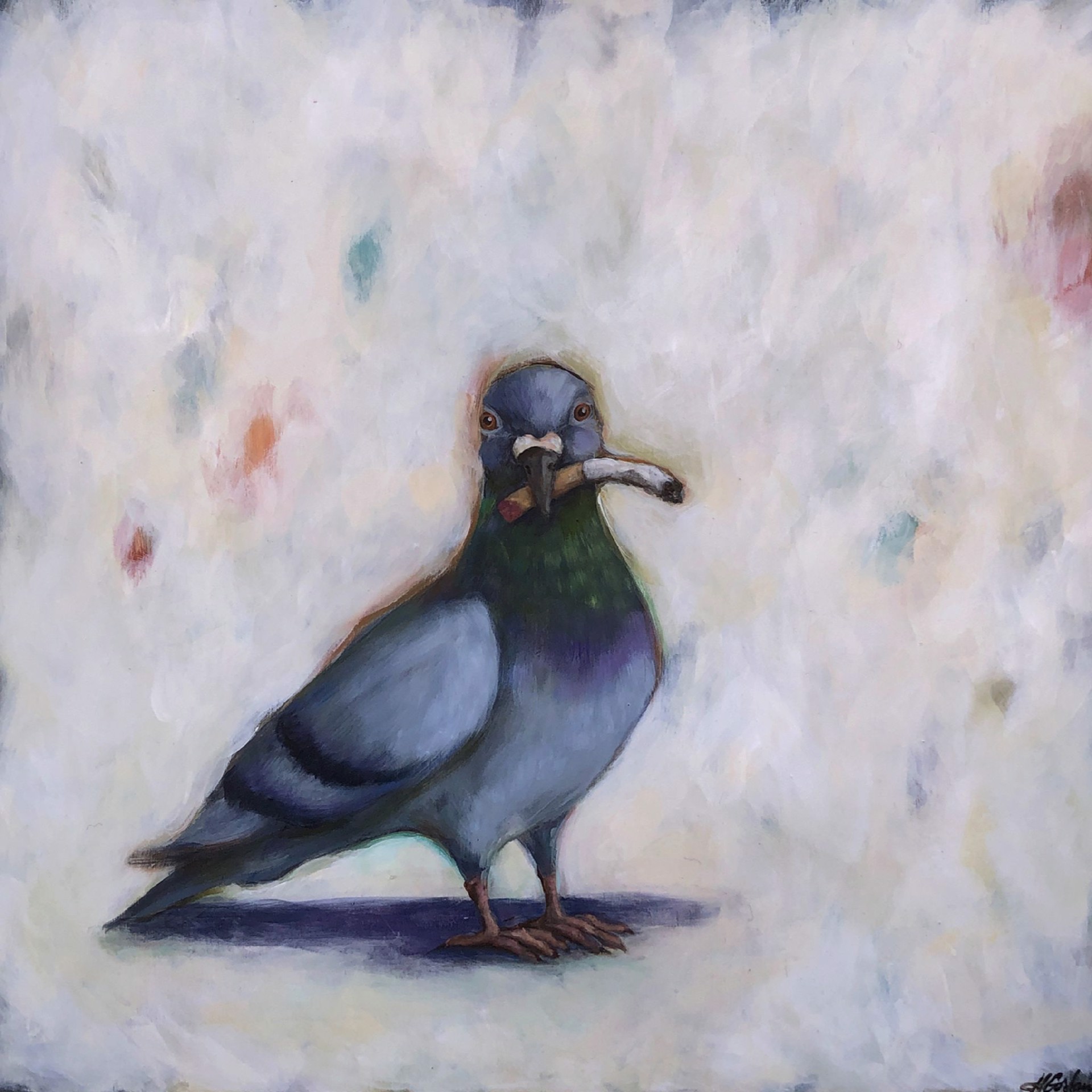 Pigeons Making Questionable Life Decisions, Cigarette by Heather Gorham