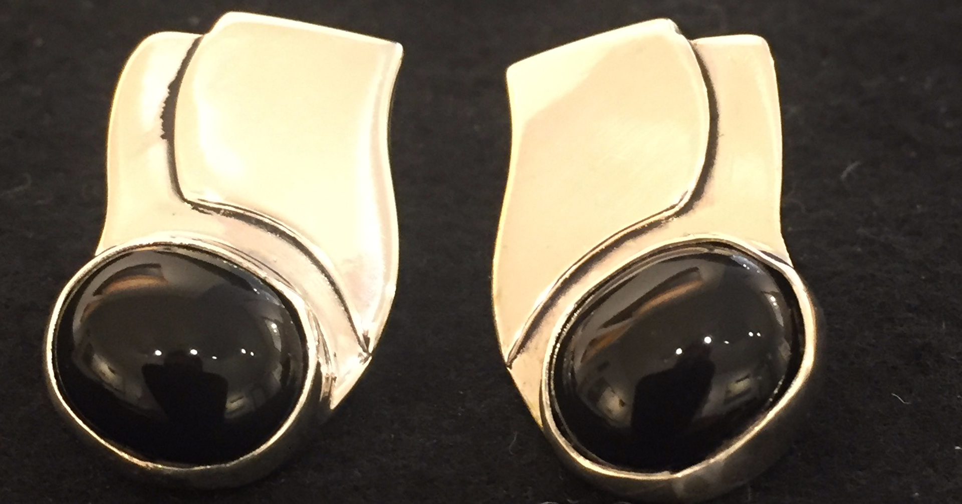 Sterling Black Onyx Post Earring 272 by Anne Forbes