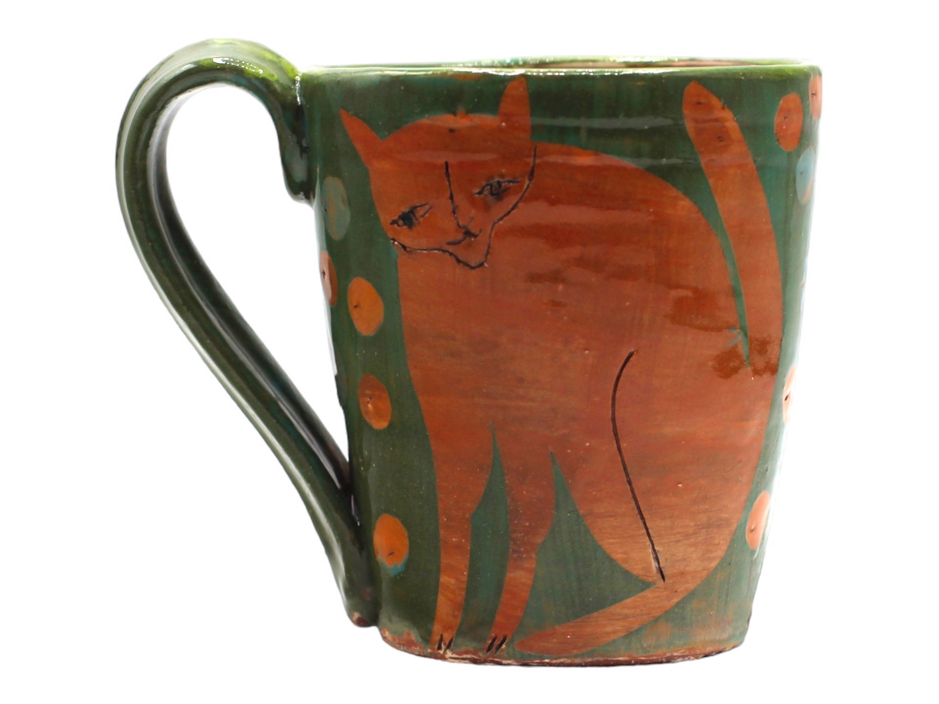 Cat Green Mug by Priscilla Dahl