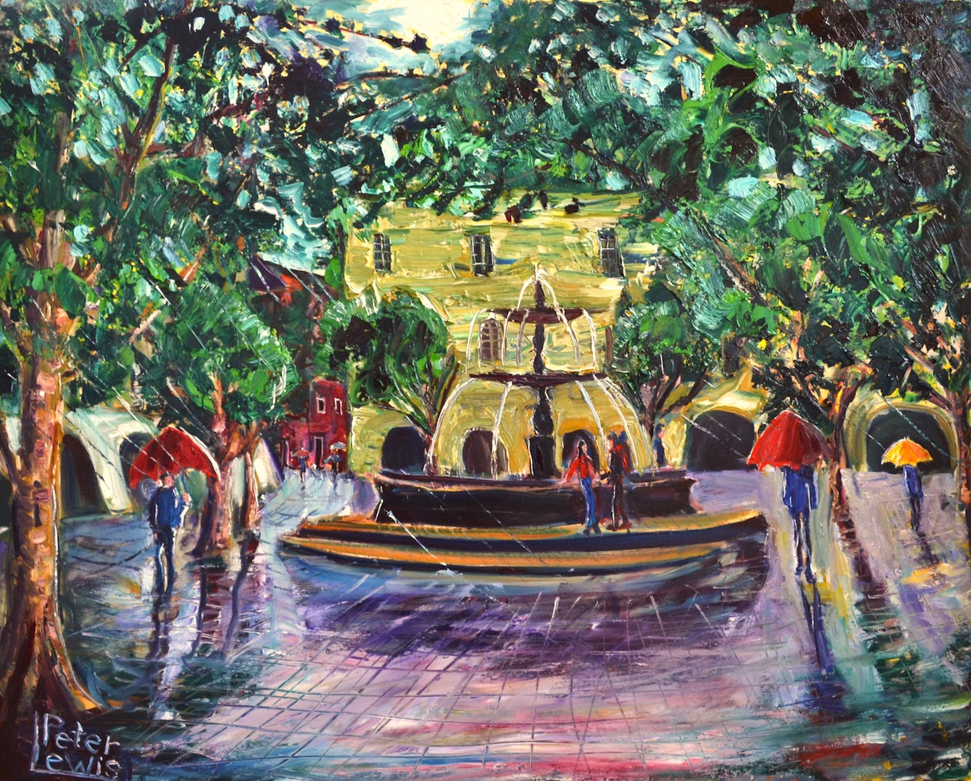 La Fontaine à la Place aux Herbes, Uzès by Peter Lewis