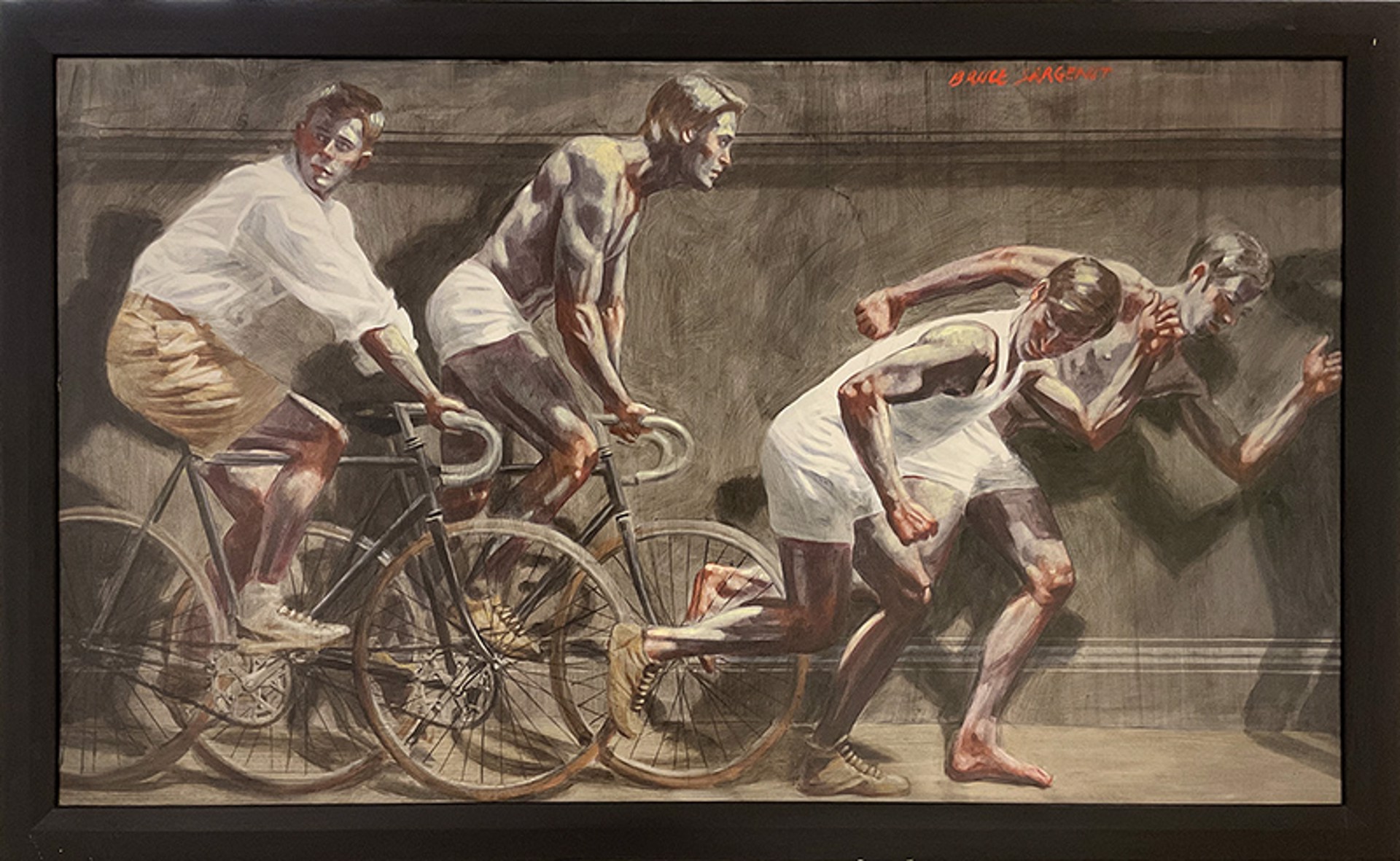 Frieze with Two Athletes on Bikes by Mark Beard