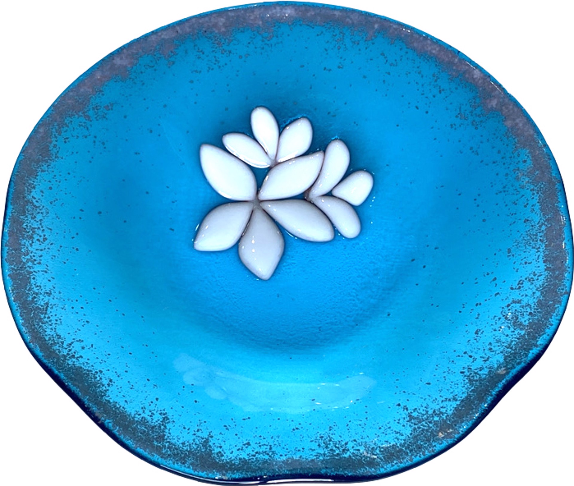 Blue and White Plumeria Plate by Jennifer Welch