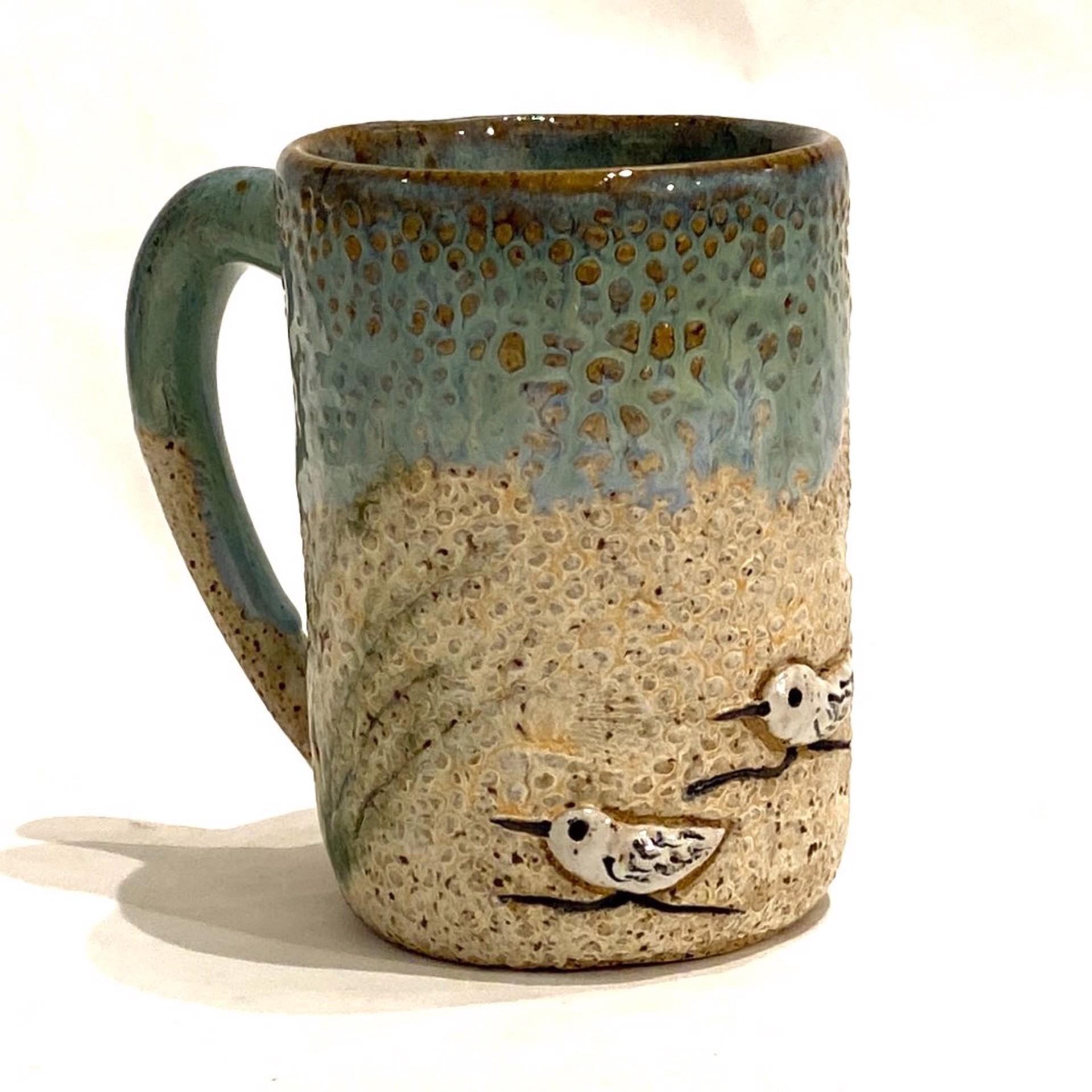 LG23-972a Sandpiper Mug (Green Glaze) by Jim & Steffi Logan