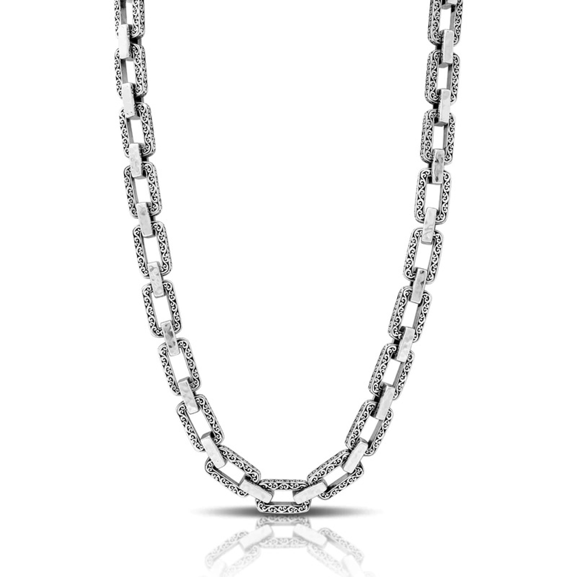 LH Scroll Rectangular Full Link 18"-21" Necklace by Lois Hill