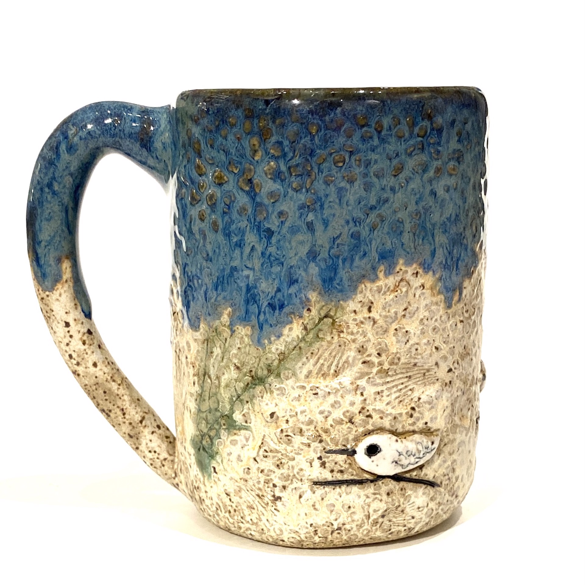 Sandpiper Mug (Blue Glaze) by Jim & Steffi Logan