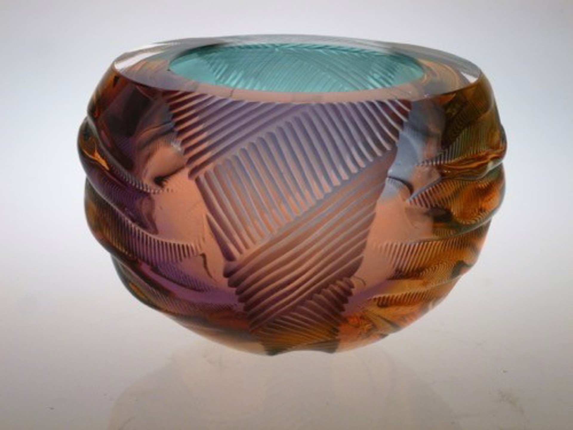 Textured Bowl (Blown & Diamond Wheel Cuts) by Leon Applebaum