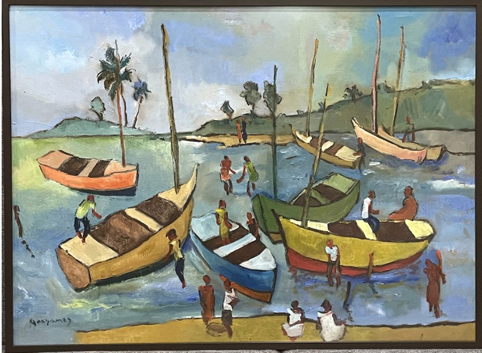 Boats by The Port #3MFN by Georges Desarmes (Haitian, b. 1950)