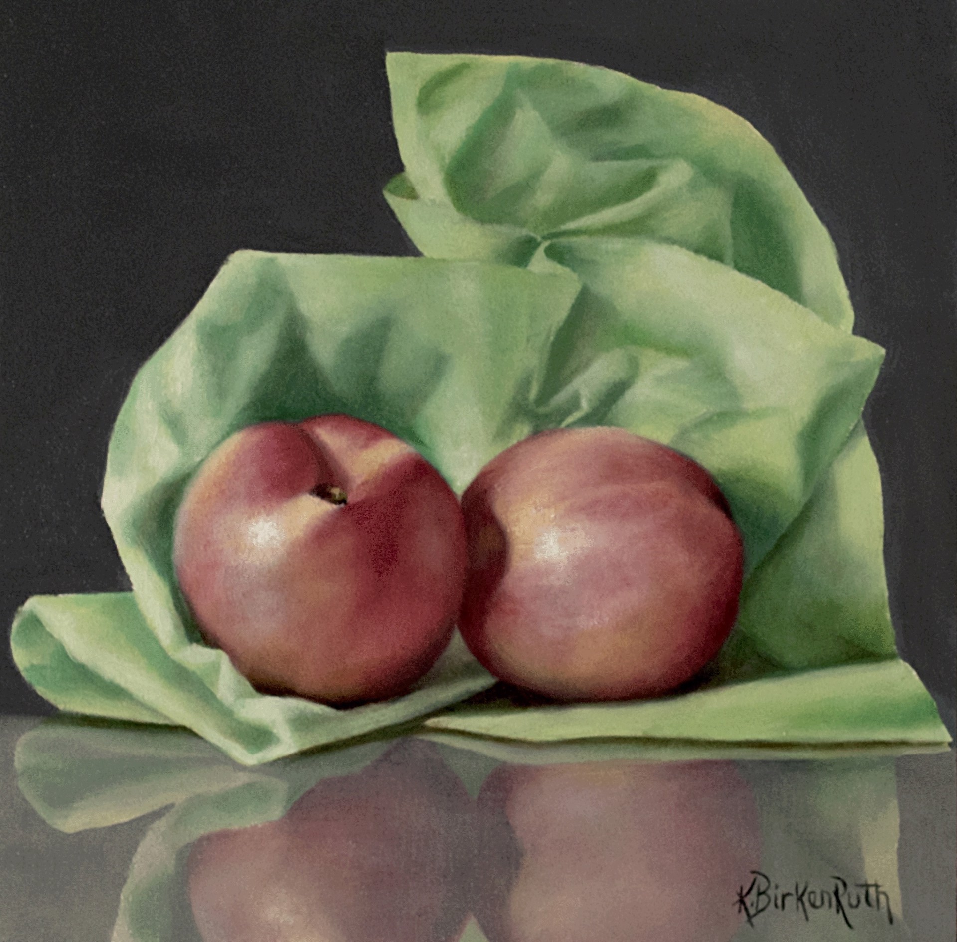 Nectarines in Green by Kelly Birkenruth