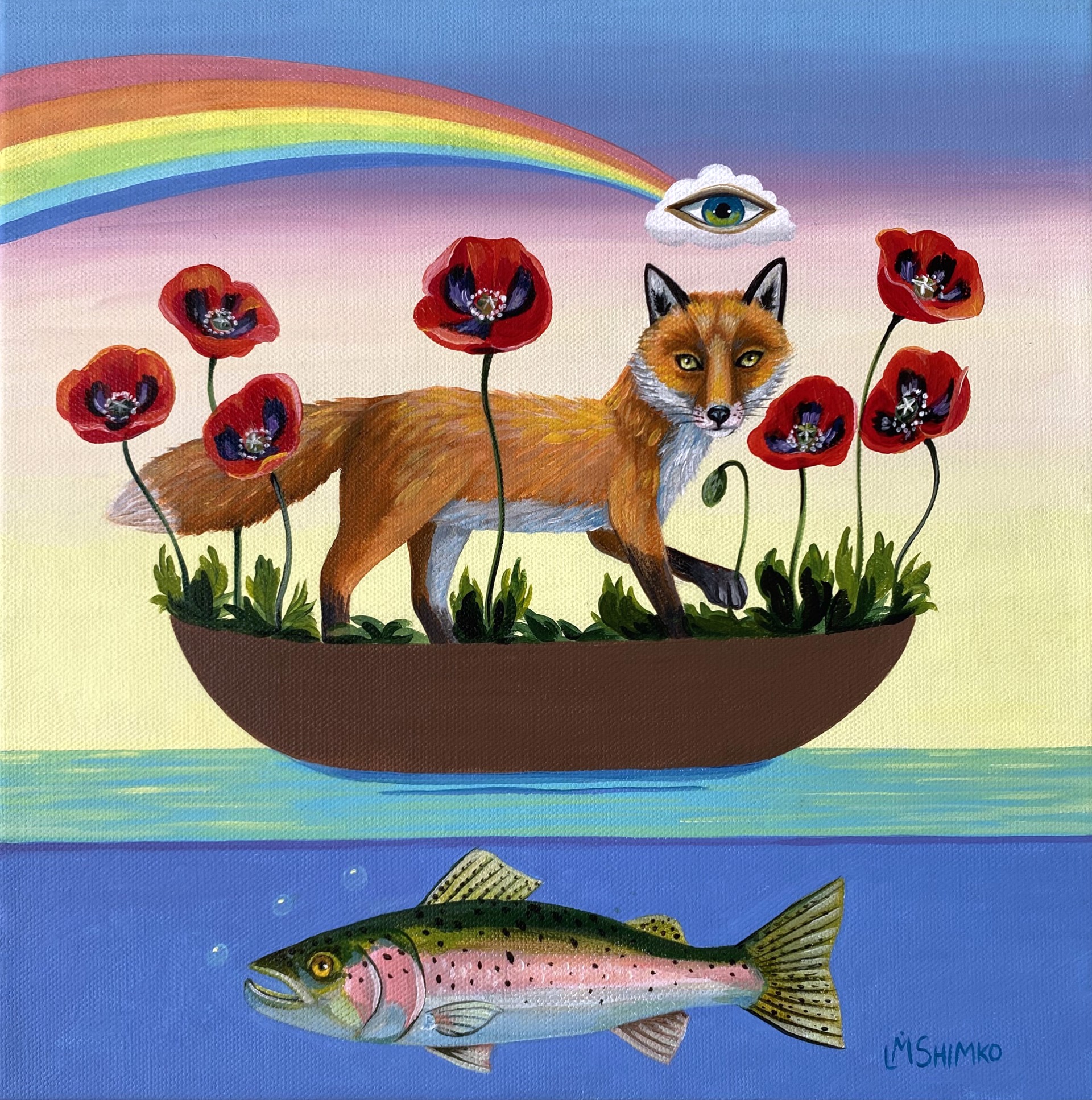 Rainbow Intuition Fox Poppy by Lisa Shimko