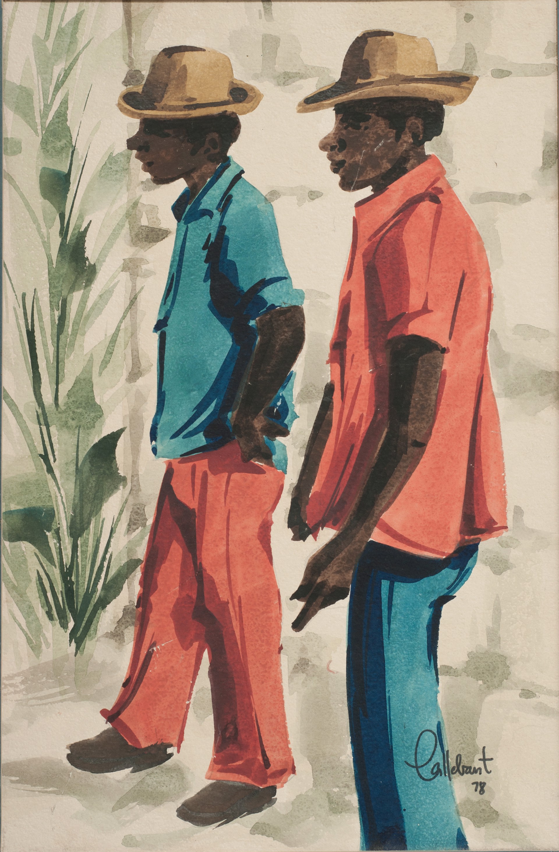 Portrait of Two Men #8-3-96GSN by Raymond Callebaut (Belgian, 1932-1982?)
