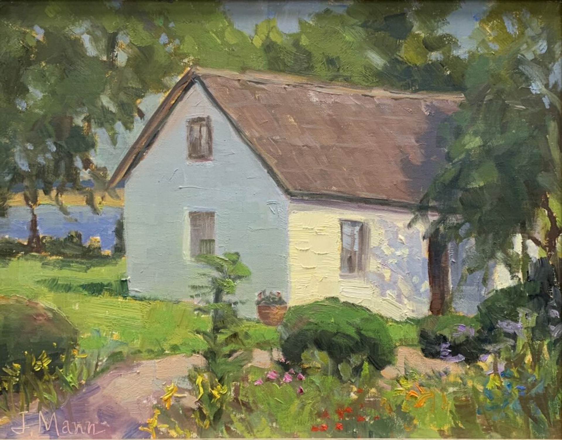 Cottage by the river by Julie Mann