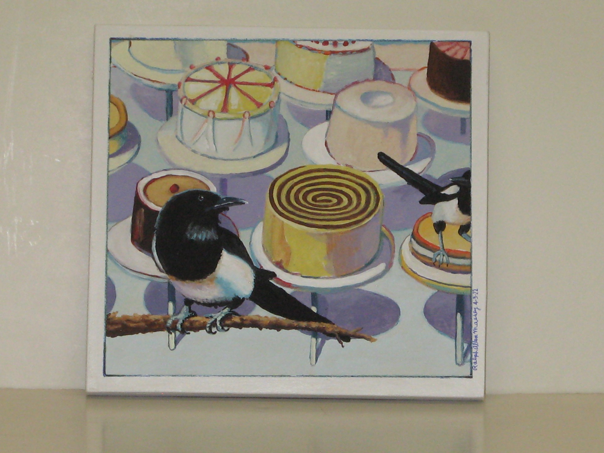 Magpies and Cakes offset #1 by Ralph Allen Massey