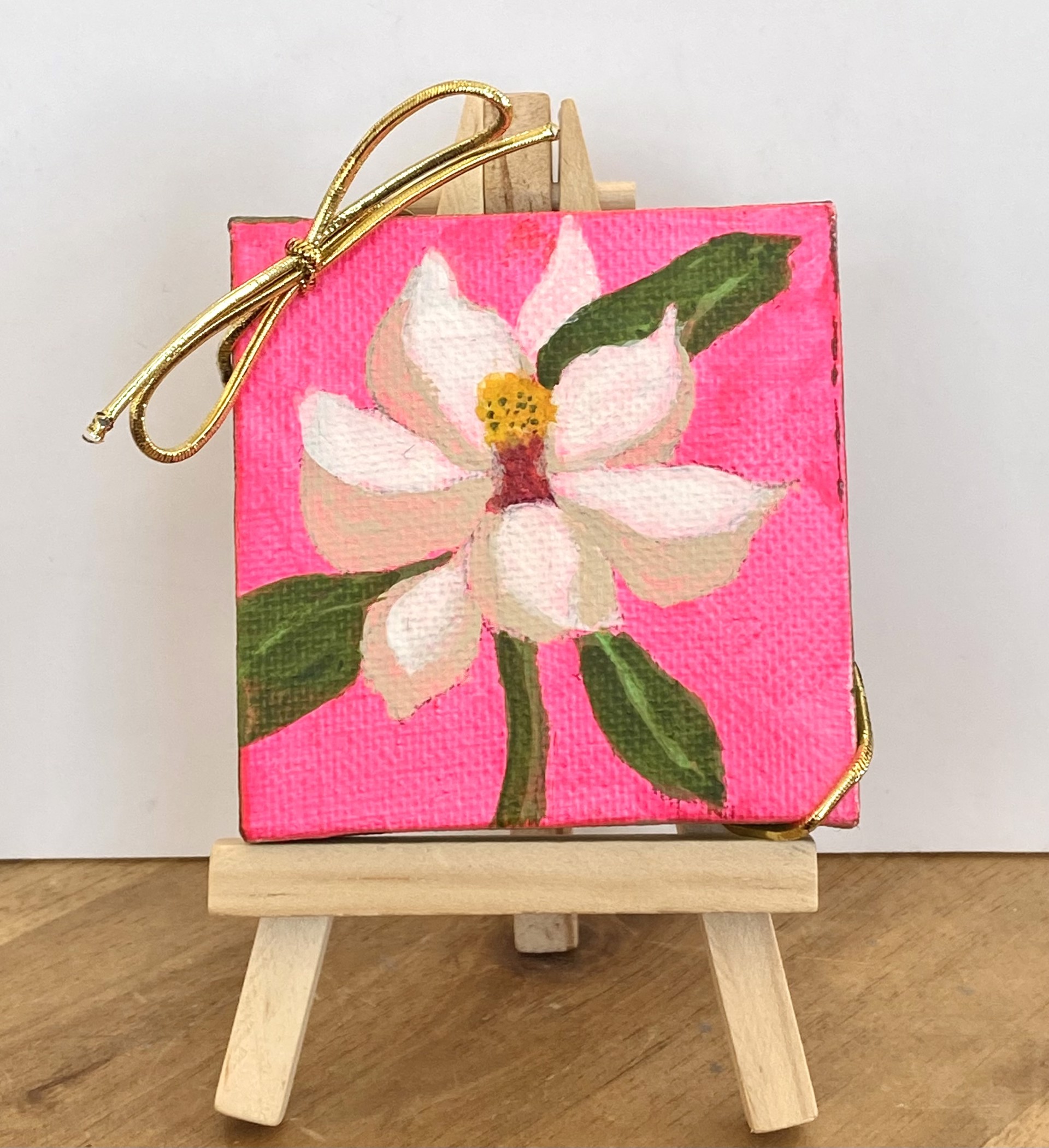 Pink Magnolia Mini Painting #3 by Elke Briuer