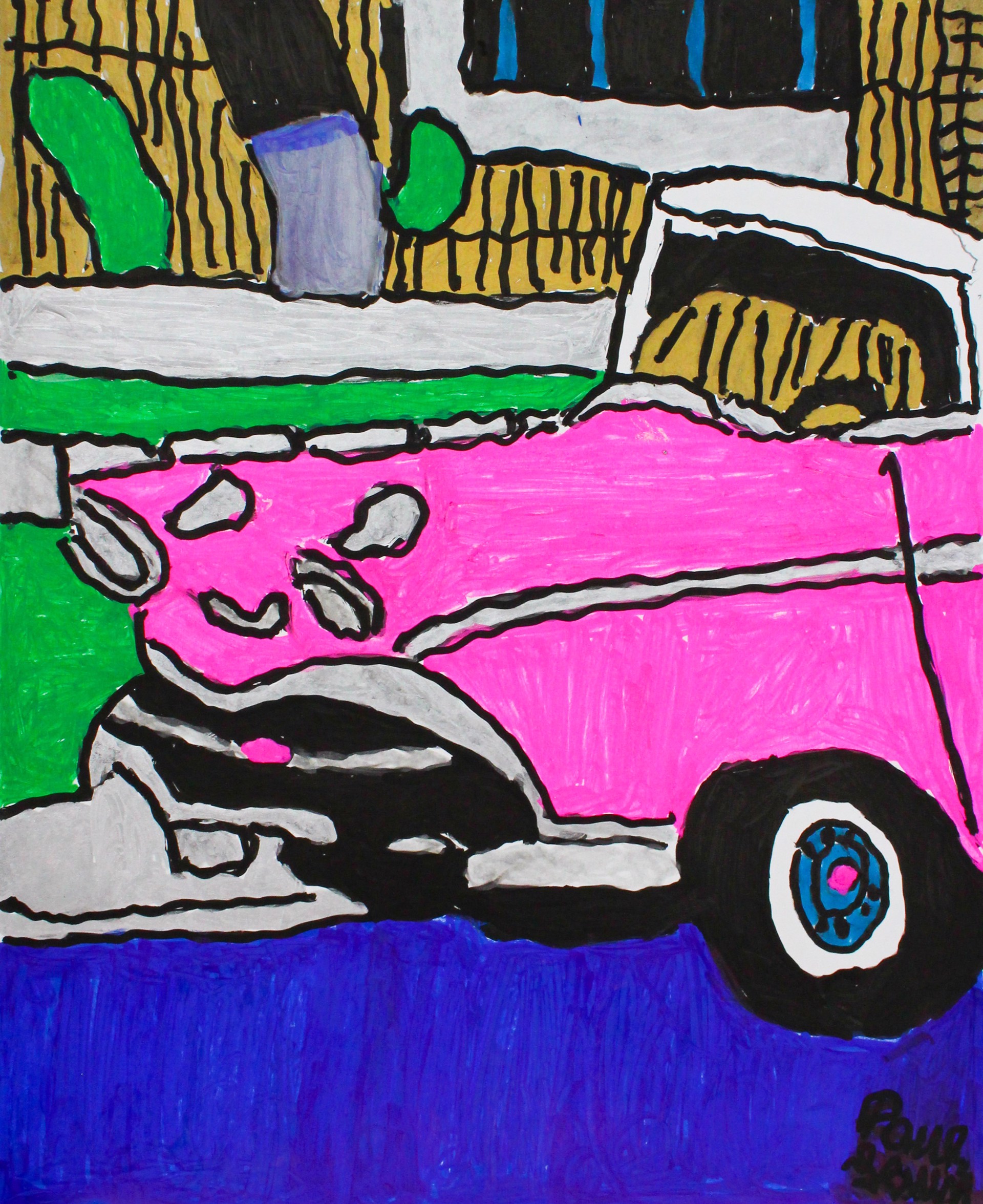 Pink Chevy Convertible by Paul Lewis