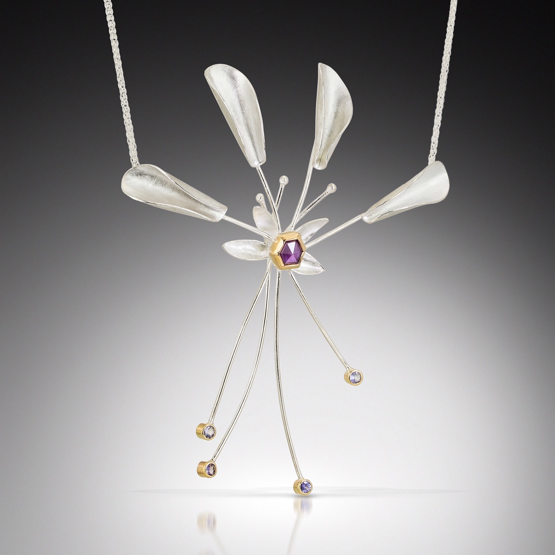 Cleome Flower with Ruby Necklace by Marie-Helene Rake