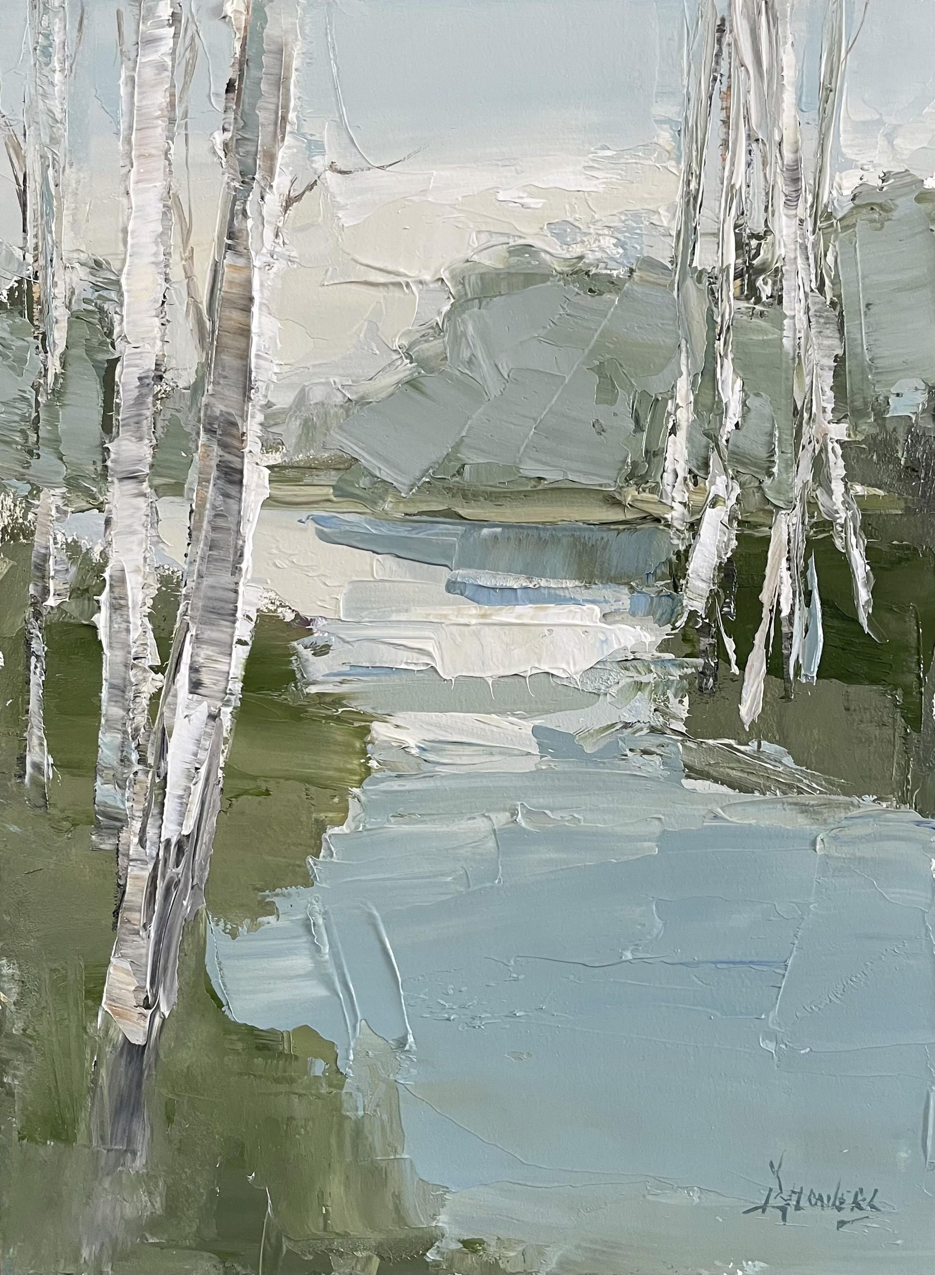 Birch And Water {SOLD} by Barbara Flowers