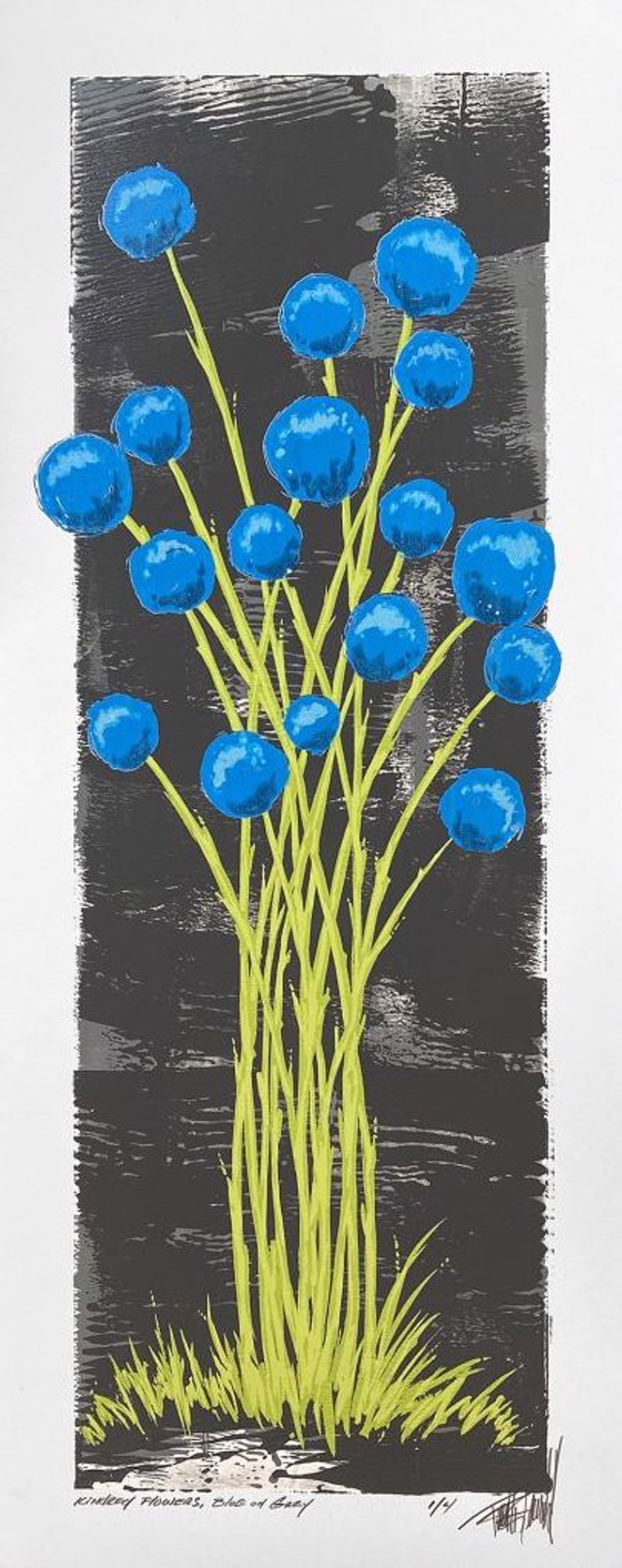 Kindred Flowers, Blue on Grey by Terrell Thornhill