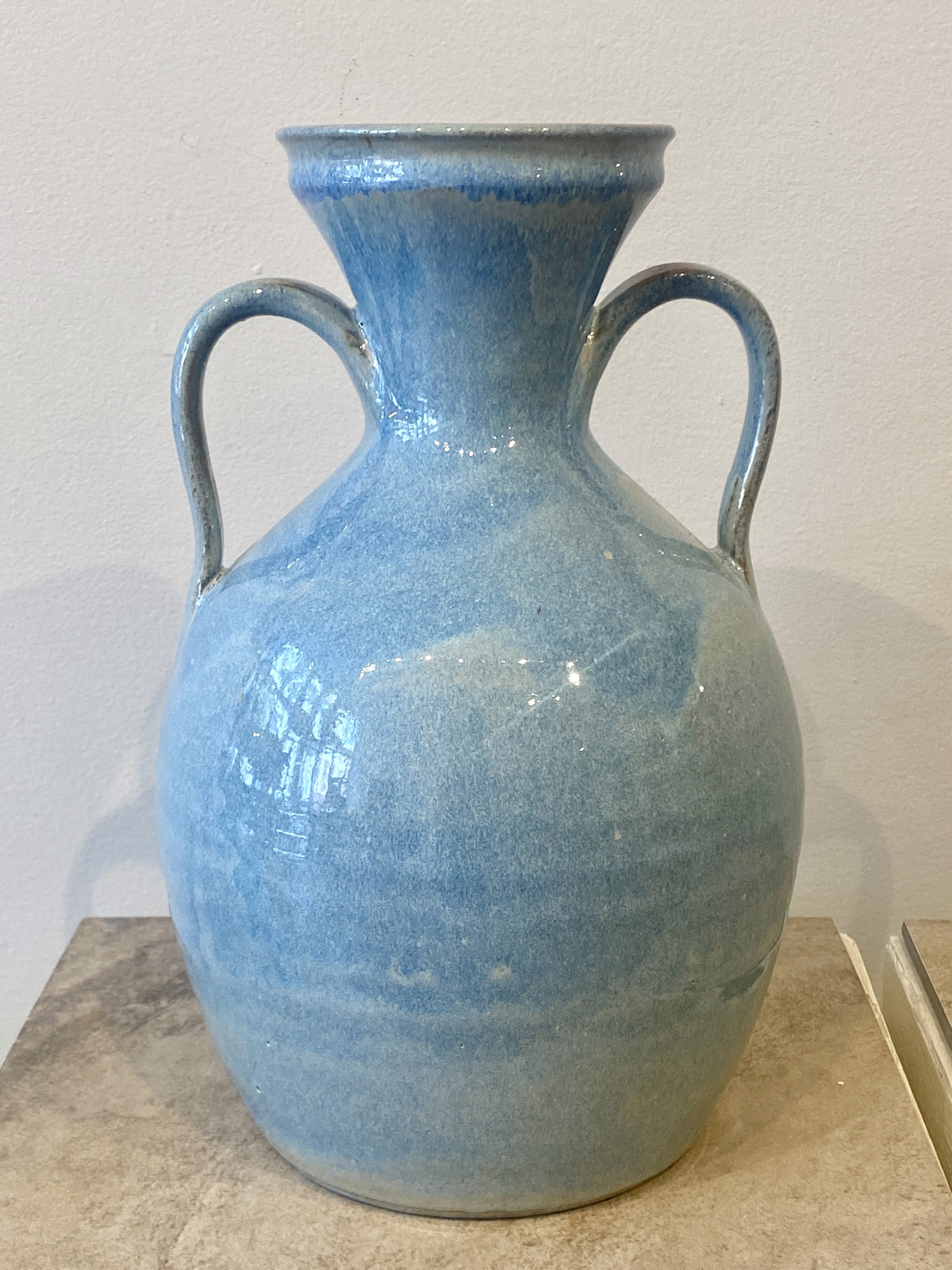 Blue Double Handled Vase SB23-34 by Silas Bradley