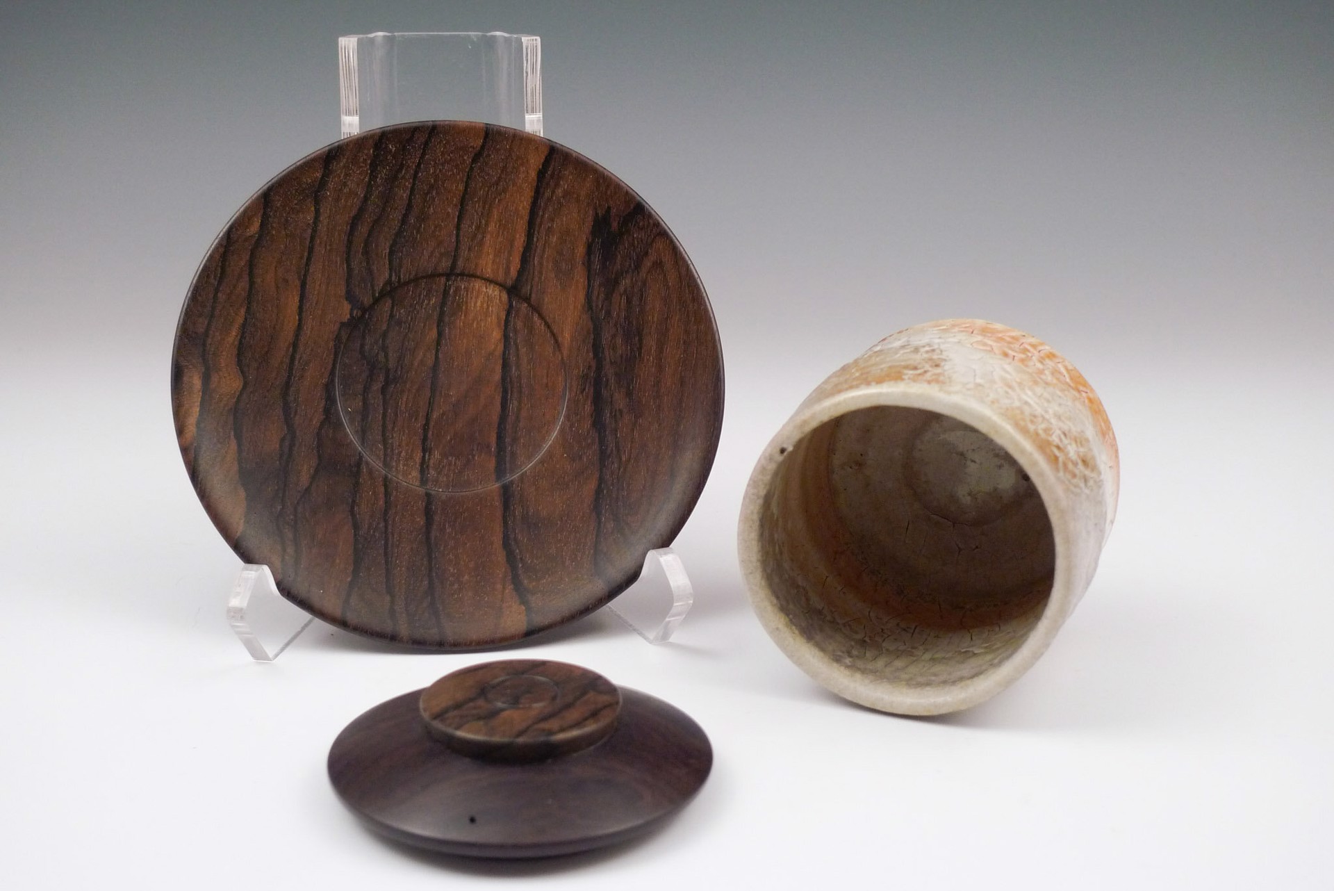 Vessel with Lid and Saucer by Reid Schoonover