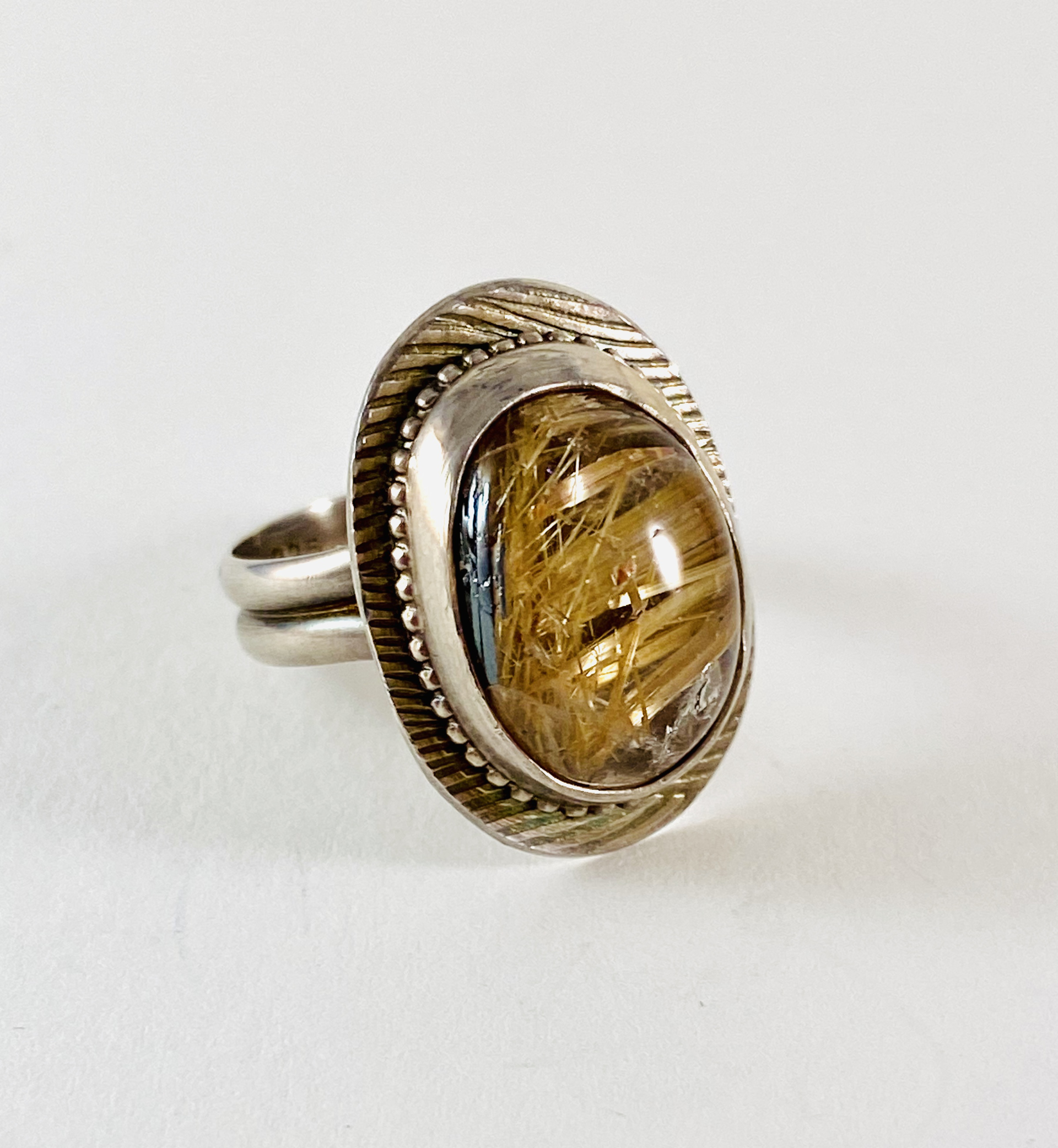 Sterling, Rutilated Quartz Ring sz5 by Anne Bivens