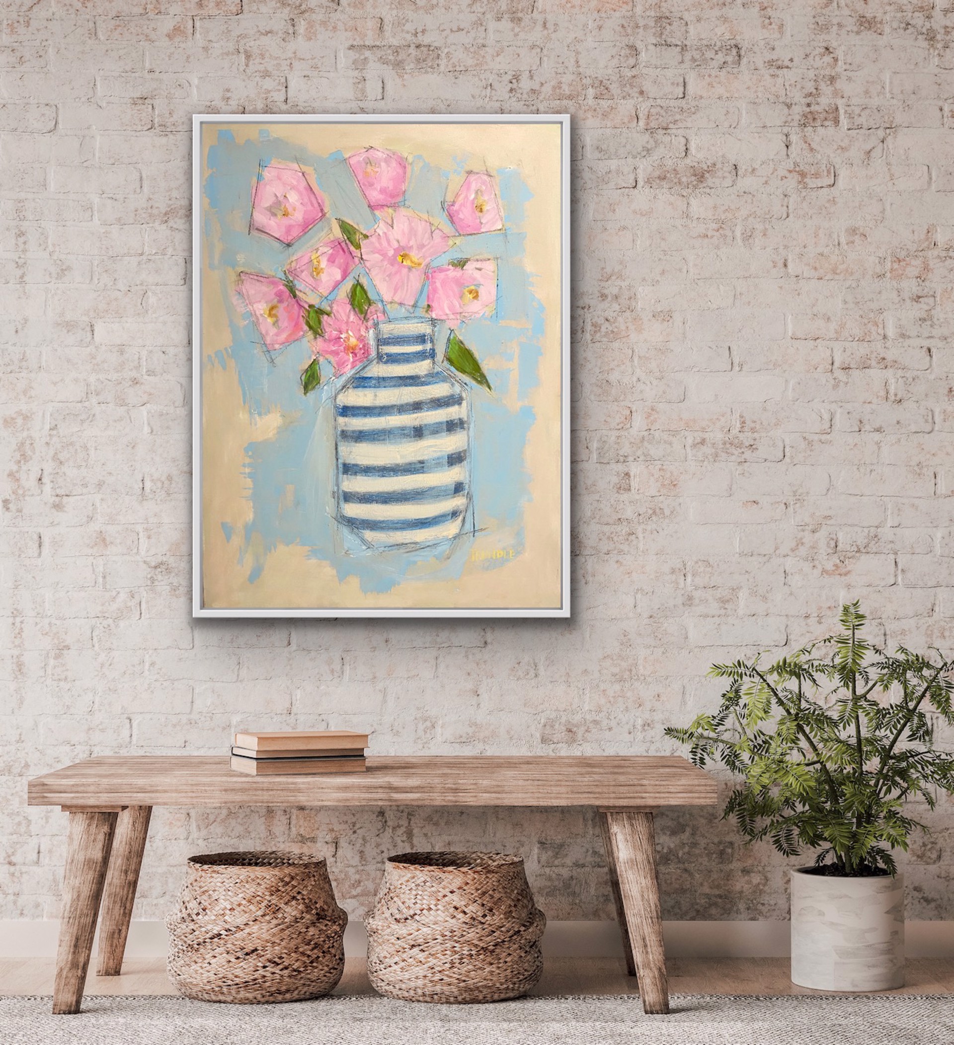 Peonies with Stripes by Sarah Trundle