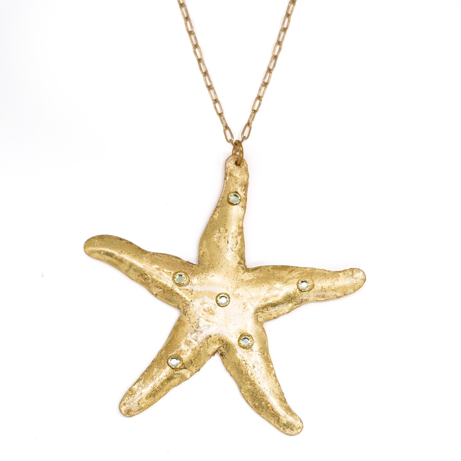 Starfish Necklace with Crystals - 26" Gold by Evocateur