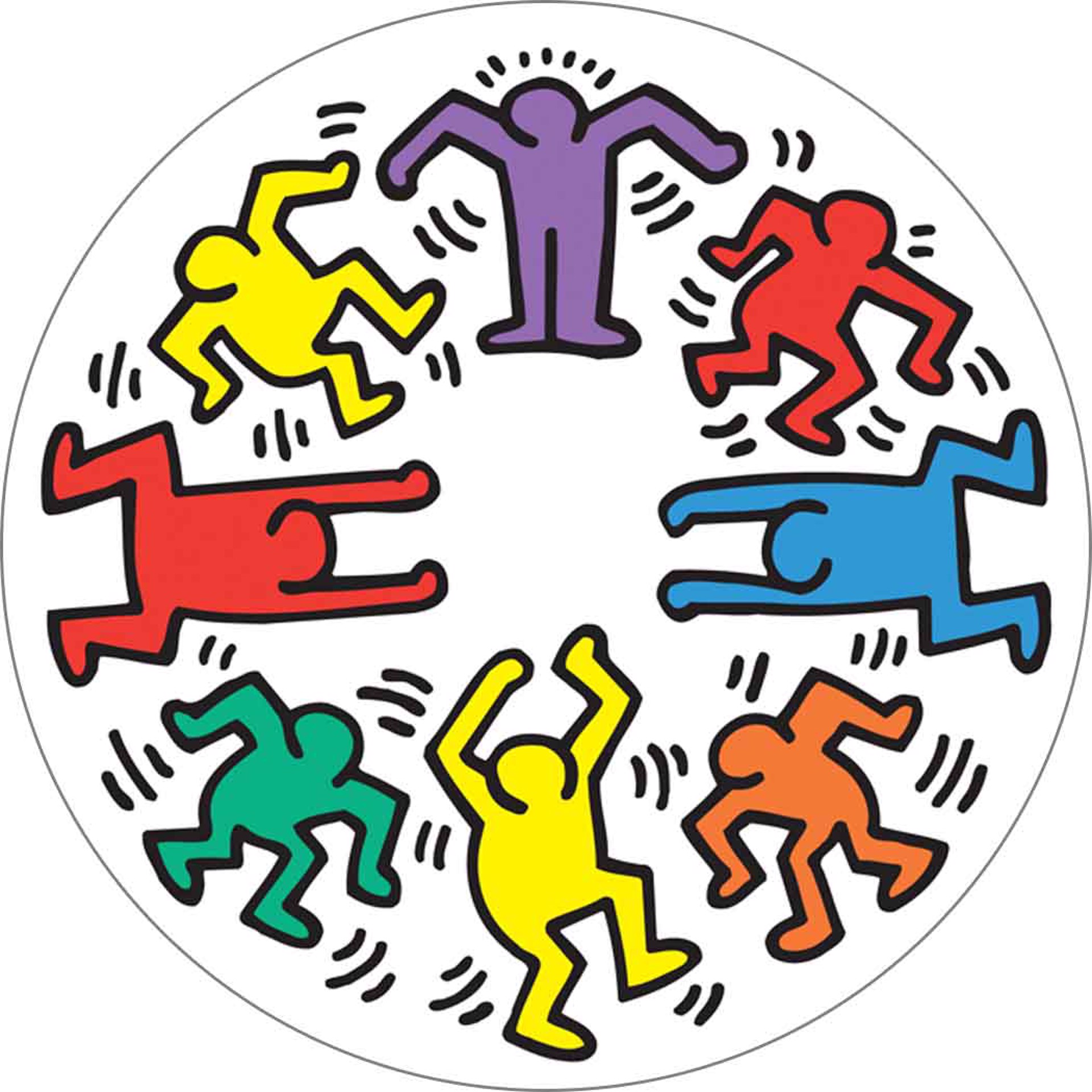 Dancing Figures 2.25 inch Round Magnet  by Keith Haring