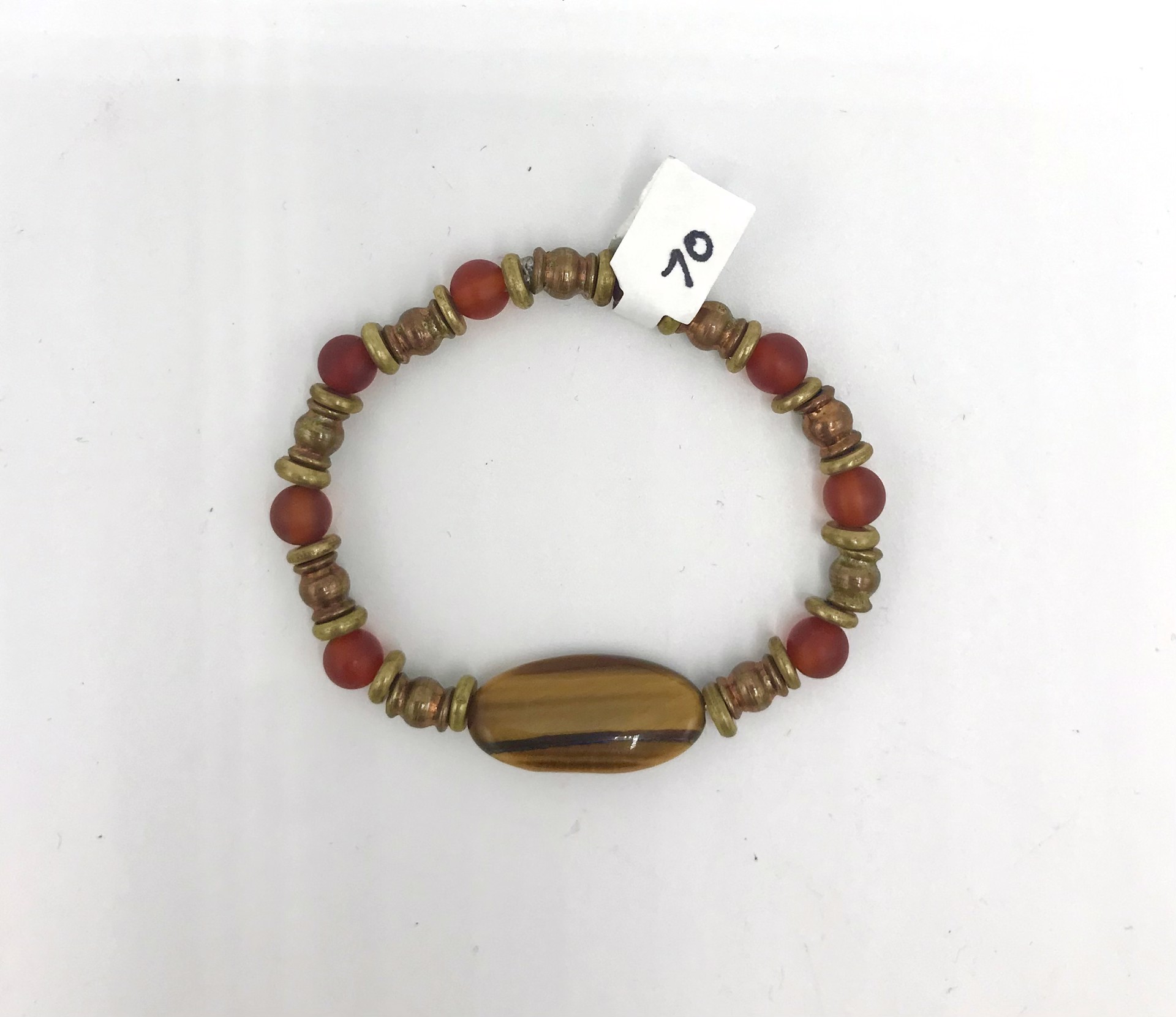 Carnelian Tiger Eye & Brass Beads Bracelet by Emelie Hebert