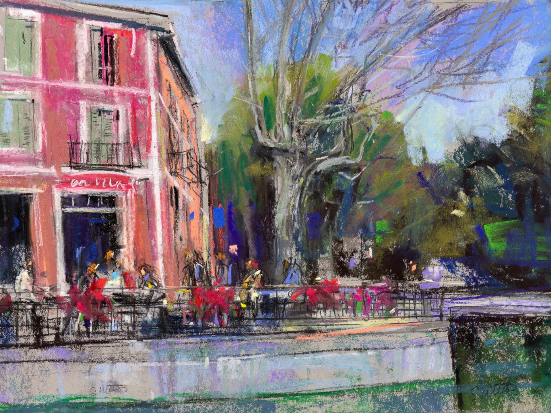 Riverside Cafe, Provence by Bill Suttles