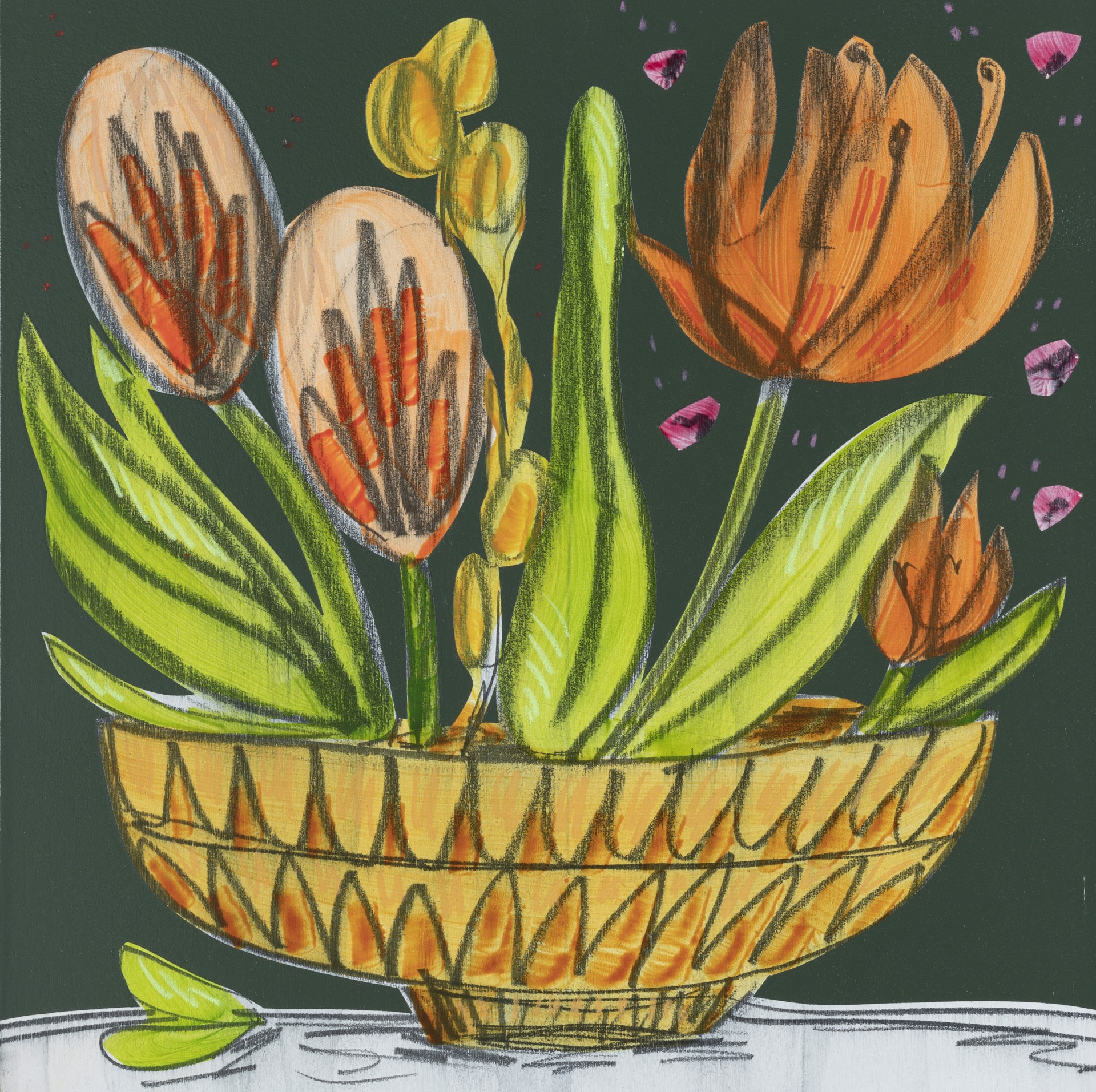 Ochre Bowl & Tiger Lilly  by Glory Day Loflin Paintings